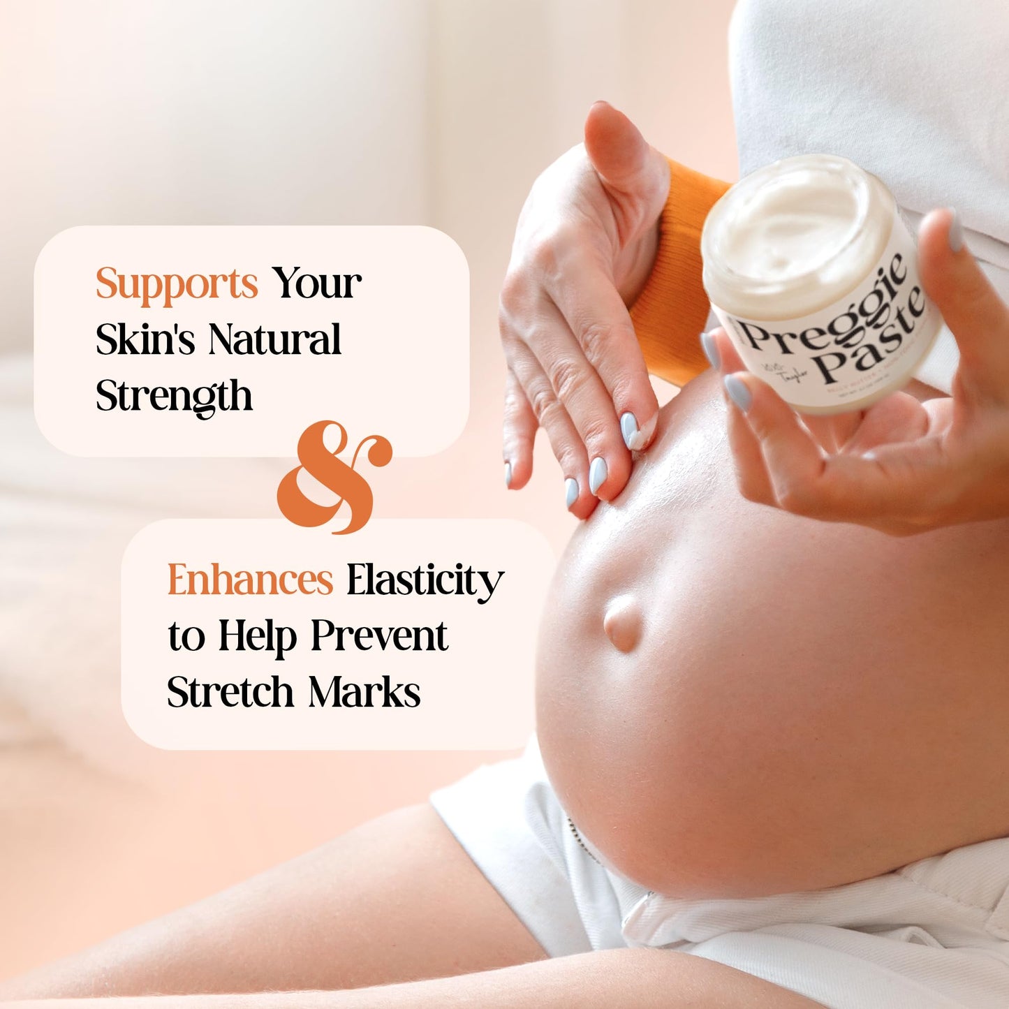 MOMMY LIFE Preggie Paste Belly Butter – Stretch Mark Cream for Pregnancy & Postpartum | Non Toxic Oil Based Moisturizing Cream with Manuka Honey & Vitamin E - 3.7oz