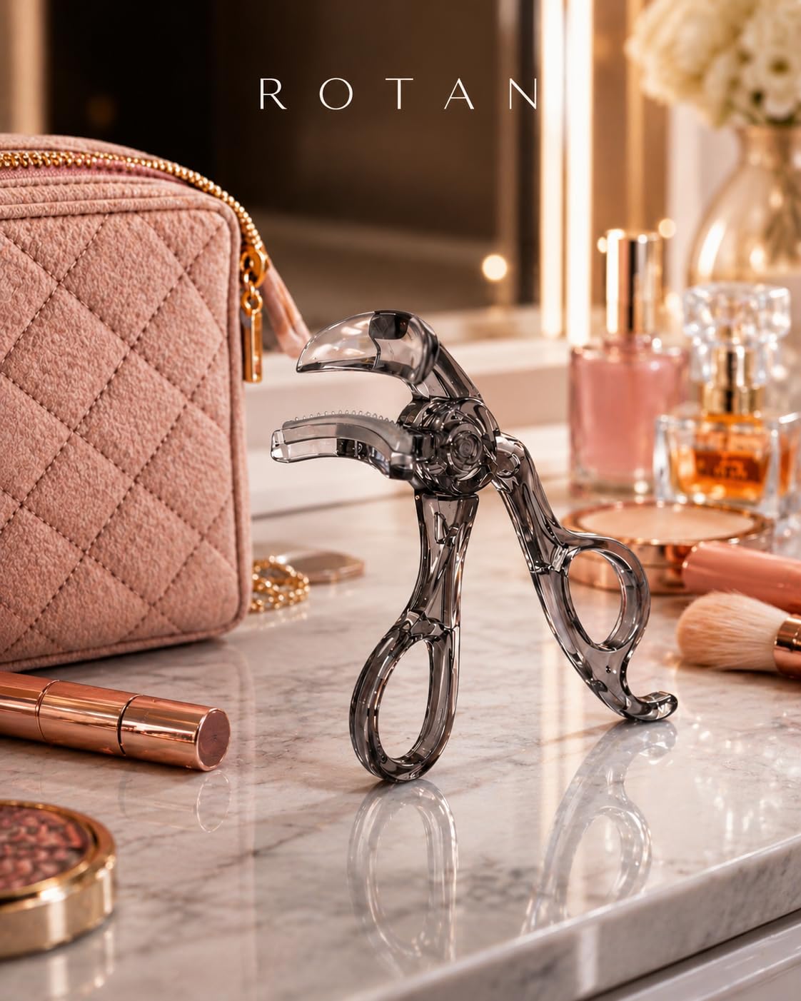 ROTAN Eyelash Curler PRO with Built-in Comb – Lash Separator for Natural Lift & Separation, Clump-Free No-Pinch Design, Precision Eye Makeup Tool