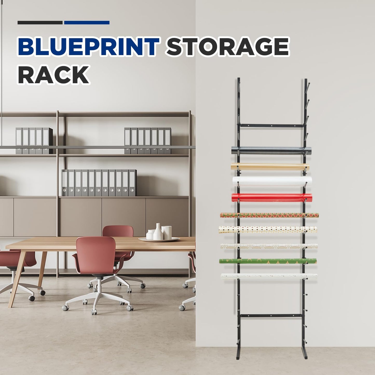Gisafai 9/17 Tier Wall Mount Blueprint Storage Rack Hanging Vinyl File Roll Poster Display Rack Vertical Art Print Blueprint Holder for Plan Organization(84 x 21 x 11 Inches)