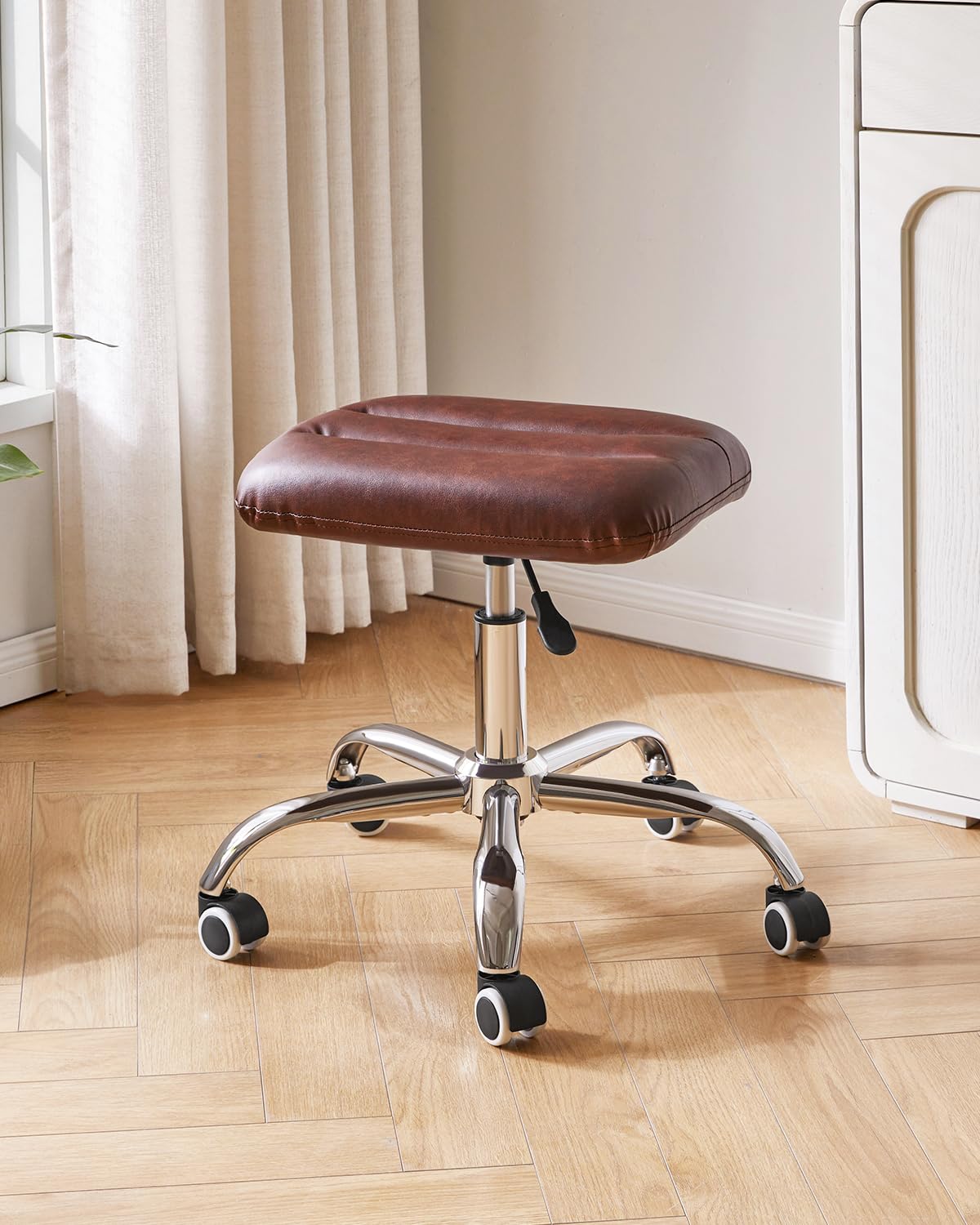 IBUYKE Adjustable Swivel Rolling Stool with Wheels, 18.5"-22.8" Multi-Purpose Vanity Chair for Massage, Tattoo, Barber, Pedicure, Nail Tech & Salon Use, Dark Brown WBD029Z