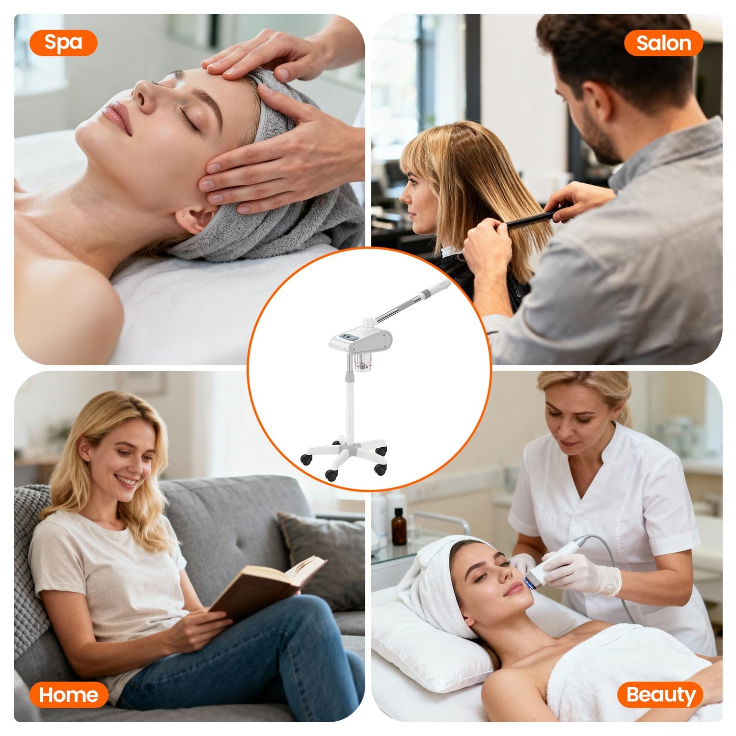 Kingsteam Professional Nano Ionic Facial Steamer with Ozone – 700ml Large Capacity Stand Facial Steamer for Deep Pore Cleansing, Hydration and 60 Min Timer for Salon, and Home Skin Care Use
