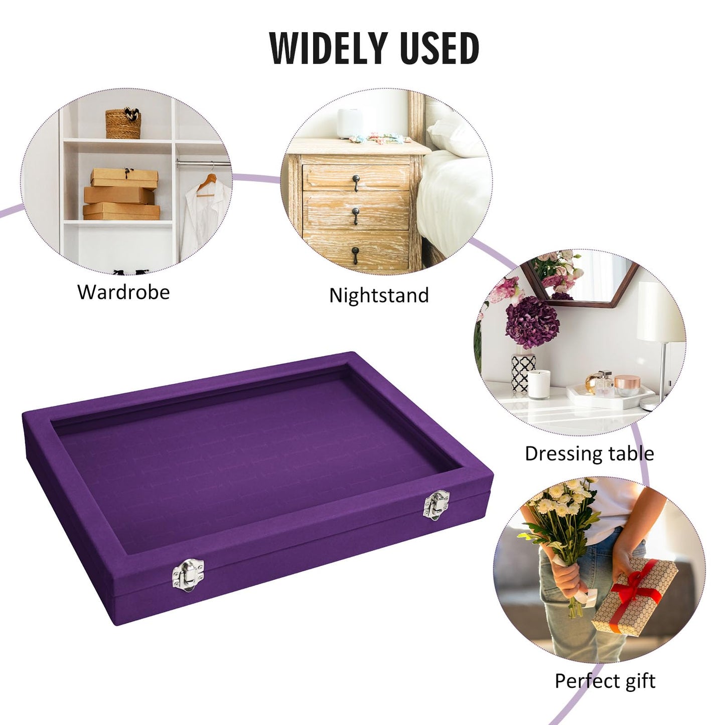 Vicoter Rings Organizer Tray 100 Slot Velvet Ring Earring Storage Box TranSparent Cover Jewelry Store Ring Display Box Jewelry Display Cabinet for Girl Wife Mother