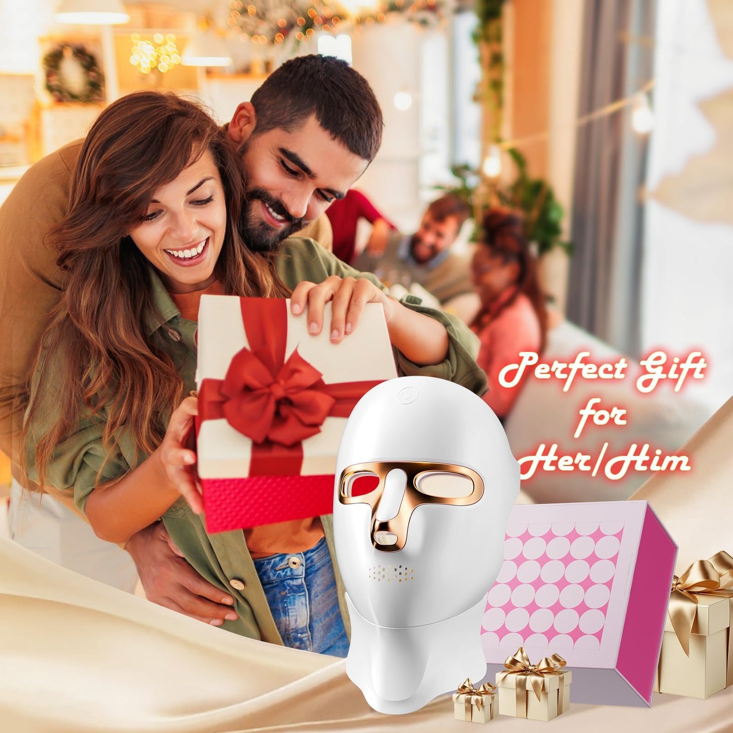 Red Light Therapy Mask for Face,Cordless LED Face Mask Light Therapy,USB C Rechargeable,Infrared Lights Masks for Home Working Travel Yoga Sleep
