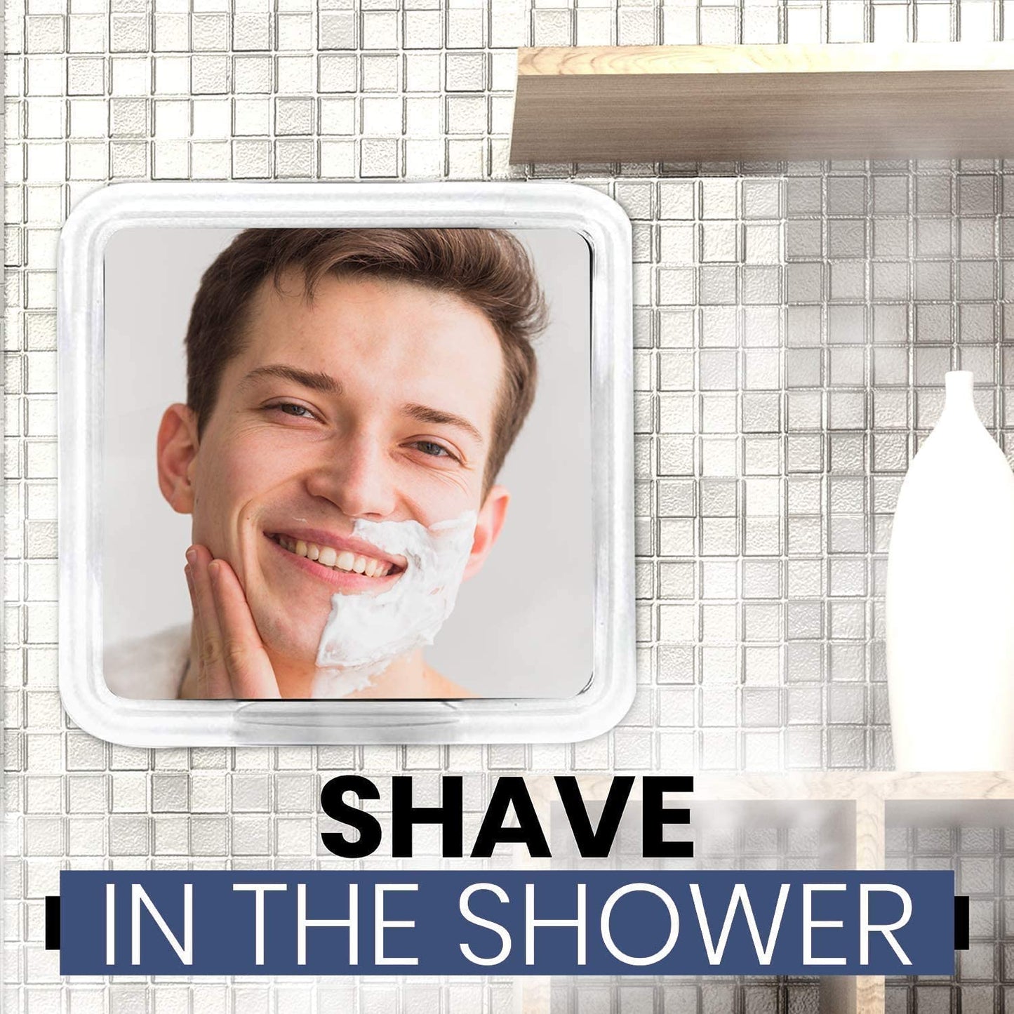 MIRRORVANA 3X Magnifying Shower Mirror for Fogless Shaving with Suction Cup, Shatterproof Surface and 360° Swivel, 6.3" x 6.3"