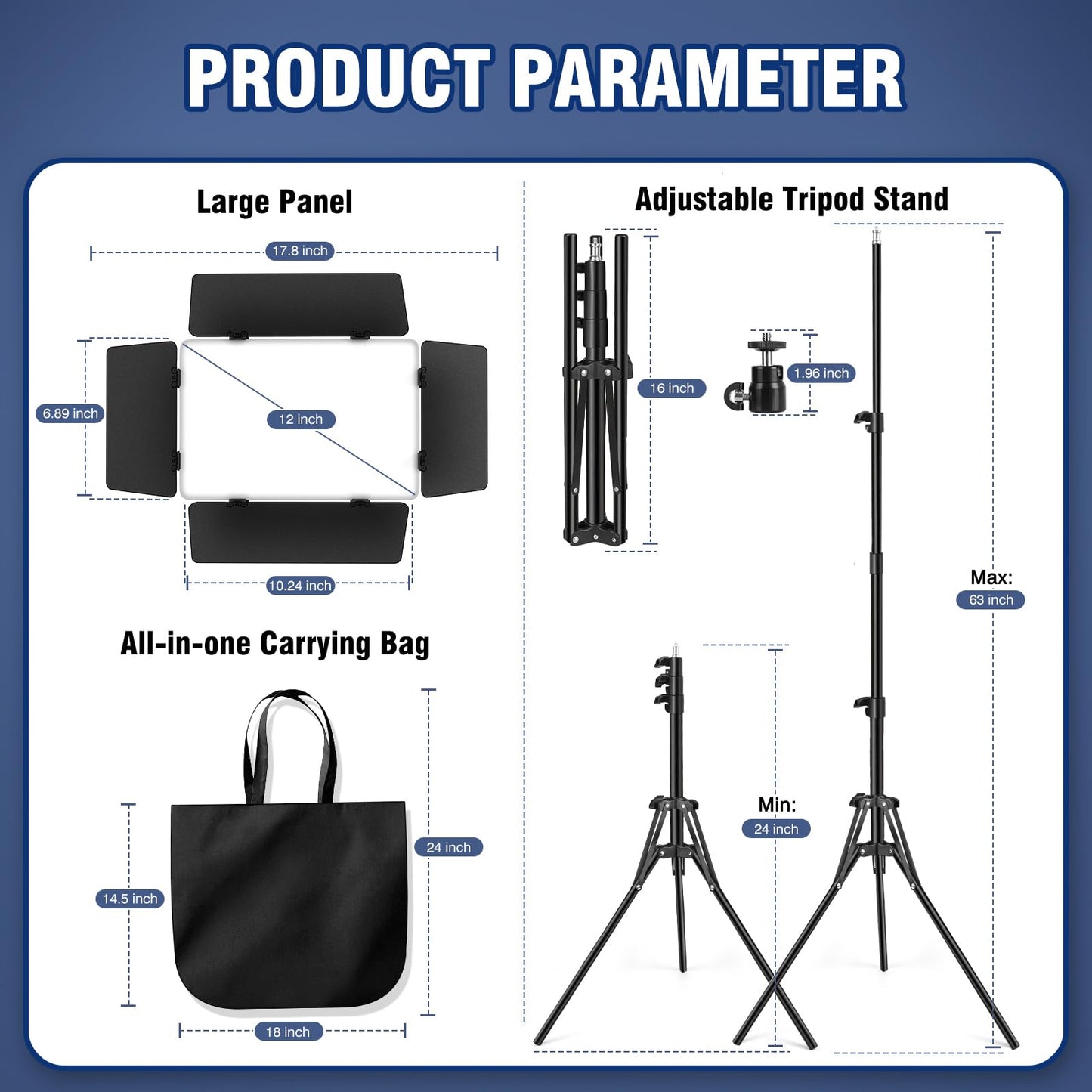 2 Pack LED Video Light Kit with Barn Door, Kewaiaa 30W Photography Light Panel with Stand, 3000Lux 2500K-8500K Dimmable Studio Lights for Video Recording/Filming/Photoshoot Shooting/Live Streaming