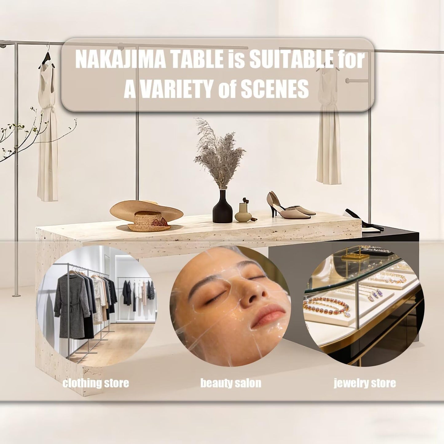HHEvergreenEnsemble Retail Display Stand with Modern & Elegant Style, Handbag Display Rack & Shoe Stand Includes Double-Layer Design, for Boutique Retail Stores, 47.24 in