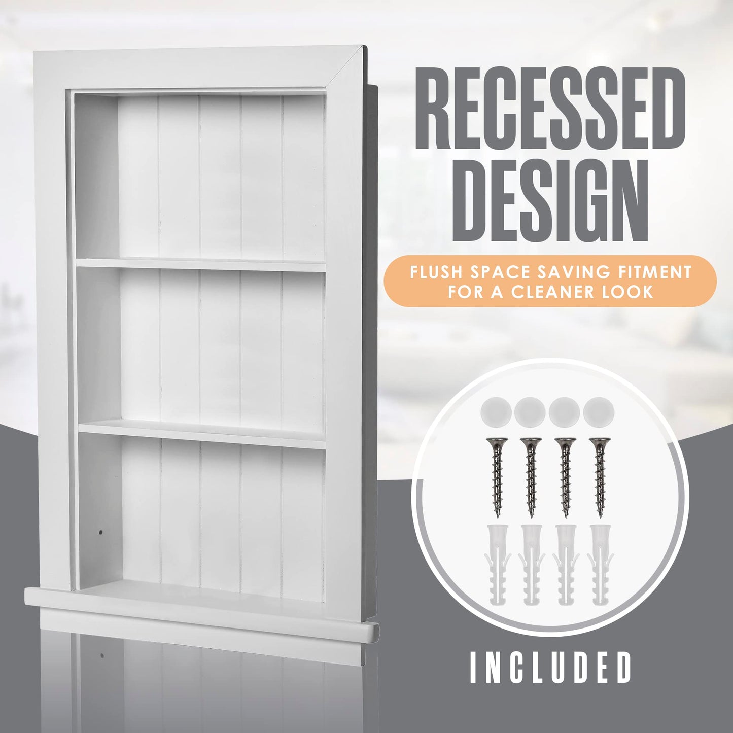 Houseables Recessed Wall Niche, Recessed Medicine Cabinet, Medicine Cabinet Insert, In Wall Shelf, Bathroom Niche, Insert for Drywall, Between Studs Shelf Replacement, Without No Mirror, 14x24 (17x27)