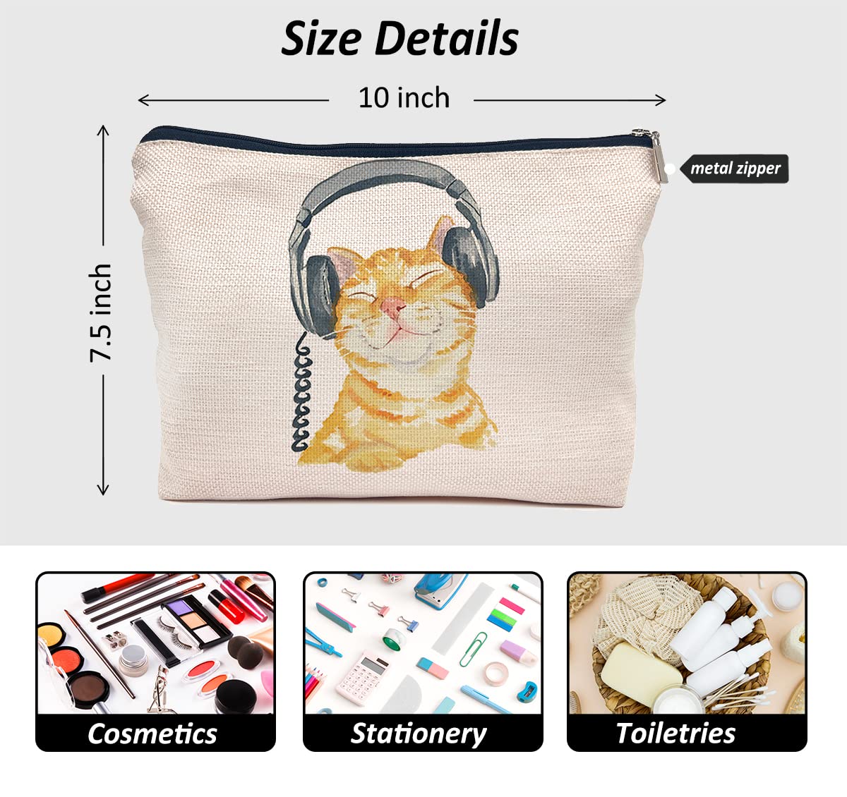 IWXYI Cat Lover Gifts,Cat Makeup Bag Zipper Pouch Travel Toiletry Gifts For Women Teenage Girls