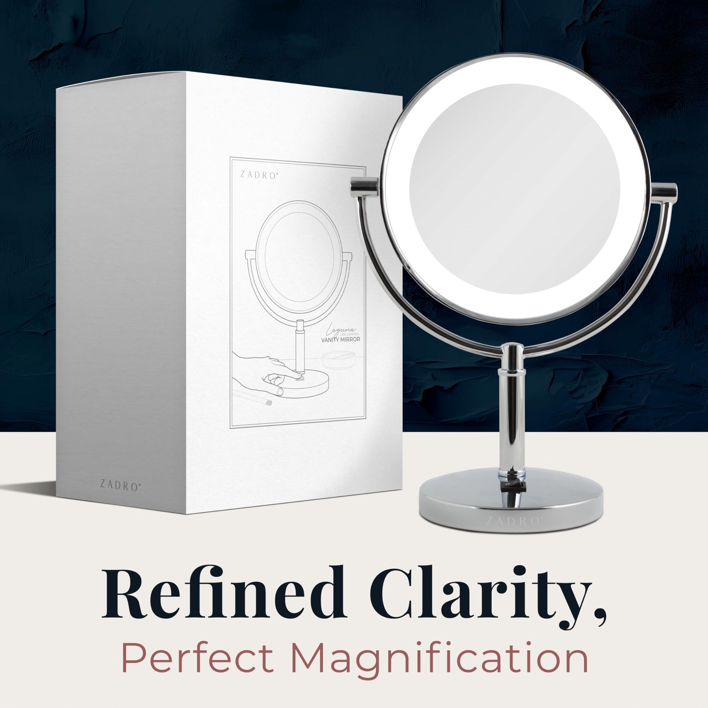Zadro Laguna 11" Makeup Mirror with Lights and Magnification LED Lighted Makeup Mirror with Magnification 5X/1X