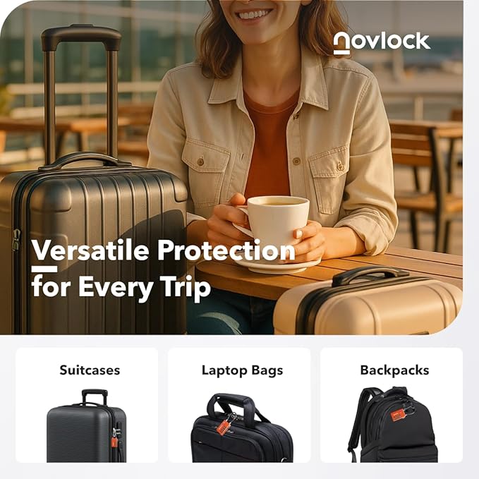 TSA Approved Luggage Locks | Inspection Indicator, 4-Digit Combination, Durable Zinc Alloy | for Suitcases, Backpacks, Travel Bags | Orange, 4-Pack