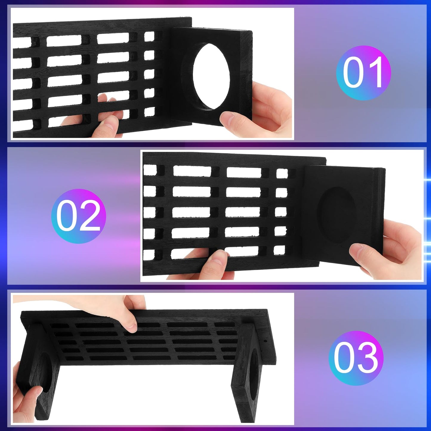 CroBlissful 2 Pack Light Sword Wall Mount Wooden Light Sword Stand Wall Mount Holder for Display and Storage, Gift for Collectors(Black)