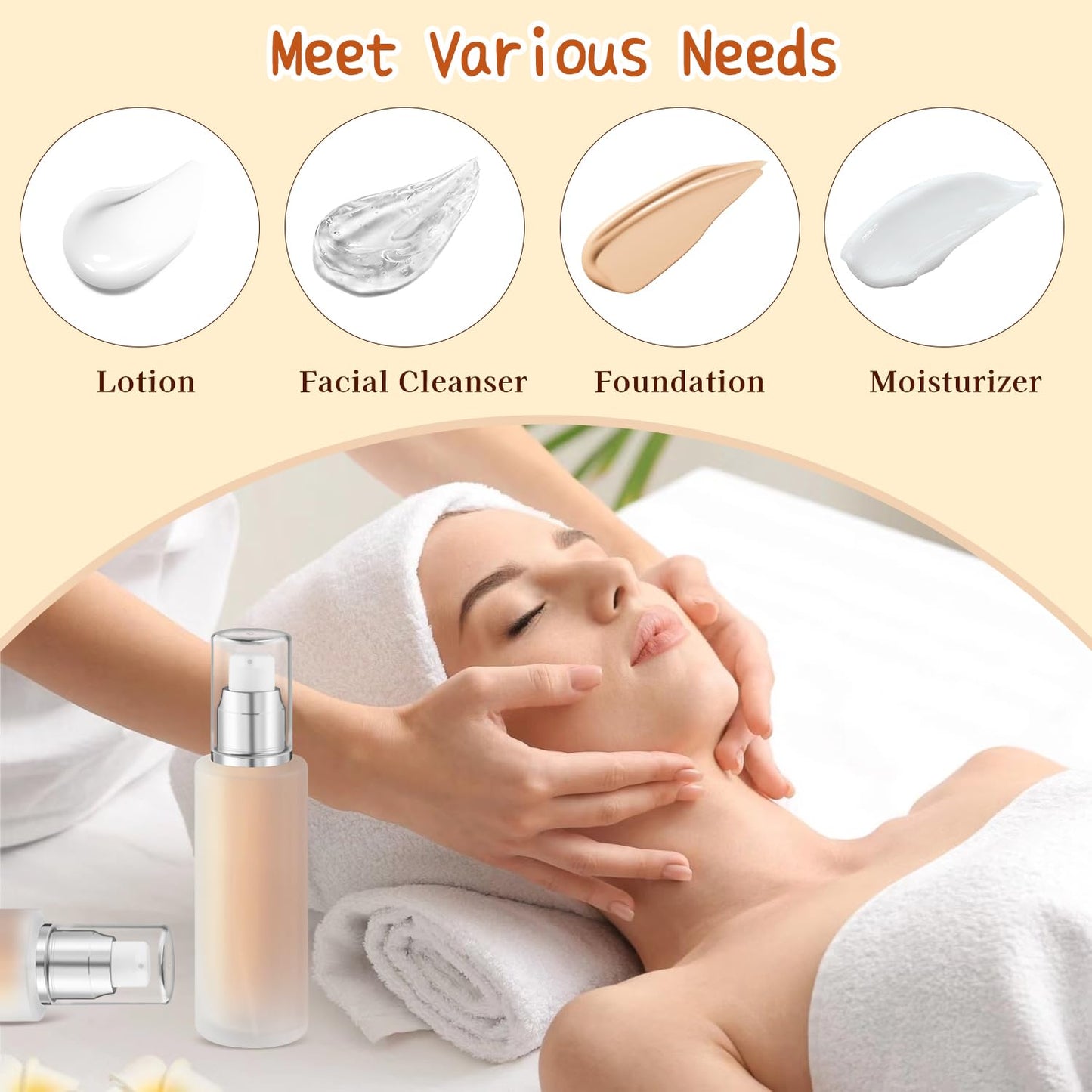8 Pcs 60ml/2oz Frosted Glass Bottles Refillable Pump Dispenser Jar Travel Lotion Vials with Plastic Pump Head for Toiletry Liquid Foundation Cream Cosmetic Samples - Silver
