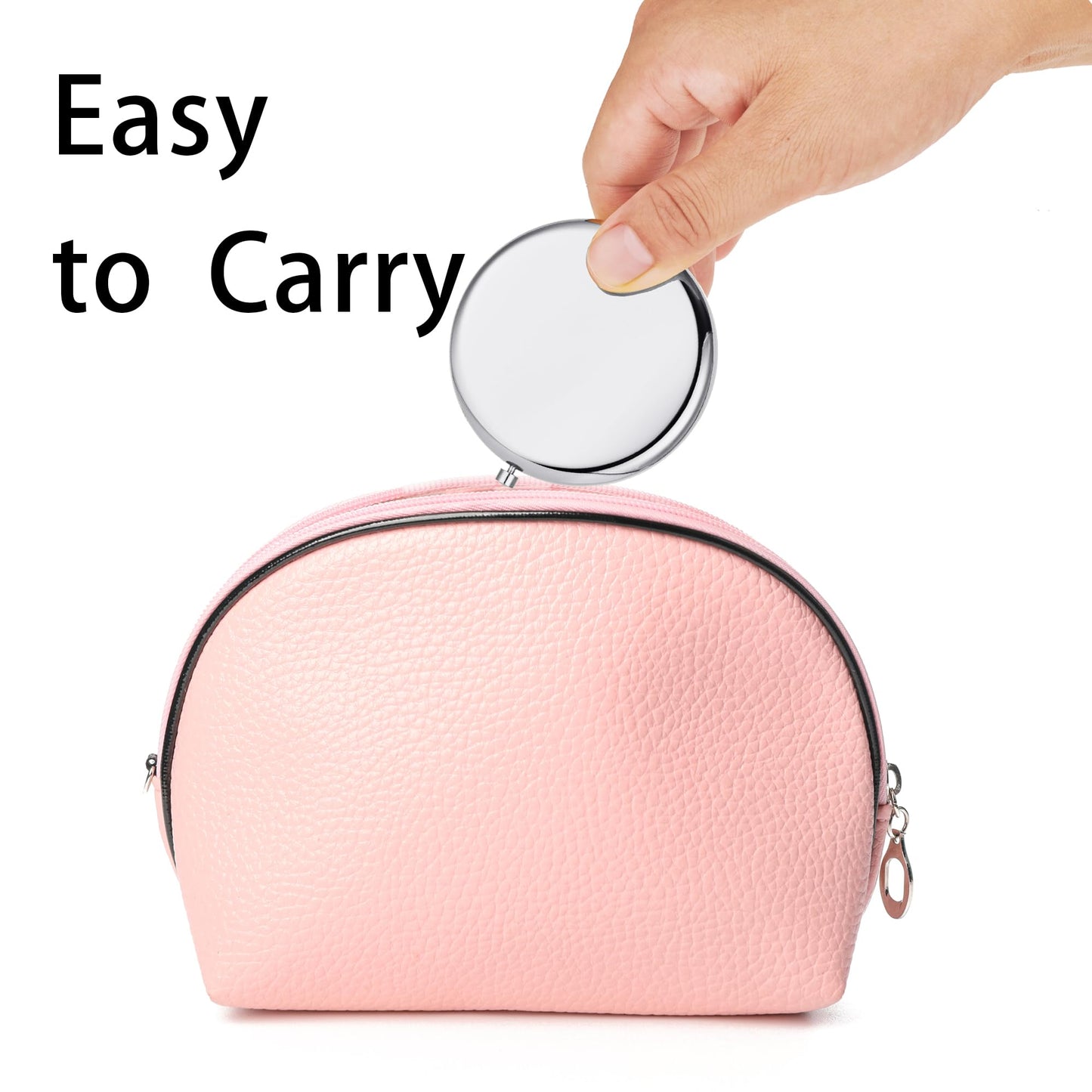 QUSTGO Compact Mirror, Pocket Travel Makeup Mirror for Purse, Metal Round Shell, 2-Sided 1X/2X Magnifying, Portable, Folding, Handheld, Silver, 18 Pack