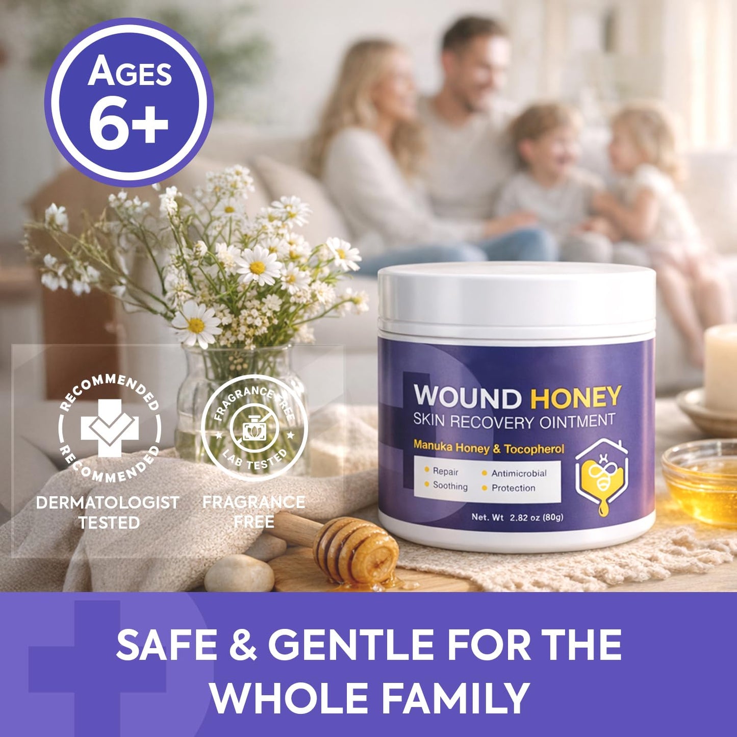 OHEAL Manuka Honey Wound Care Ointment – Moisturizing Barrier Balm for Minor Cuts, Scrapes, Abrasions & Dry Cracked Skin, Gentle Formula for skin care, 2.82 oz