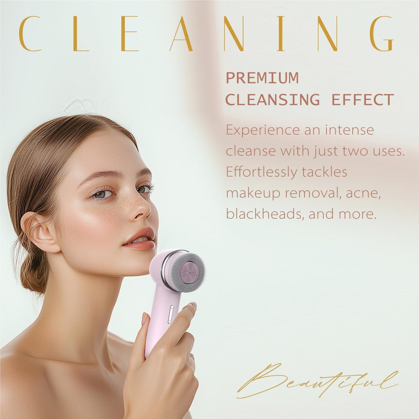 Eliteshine Electric Facial Cleanser Brush Equipped with Dual-Rotating Silicone and Bristle Brushheads,Rechargeable Electric Silicone Face Scrubber Exfoliator,Facial Cleansing Brush,for Women Skincare