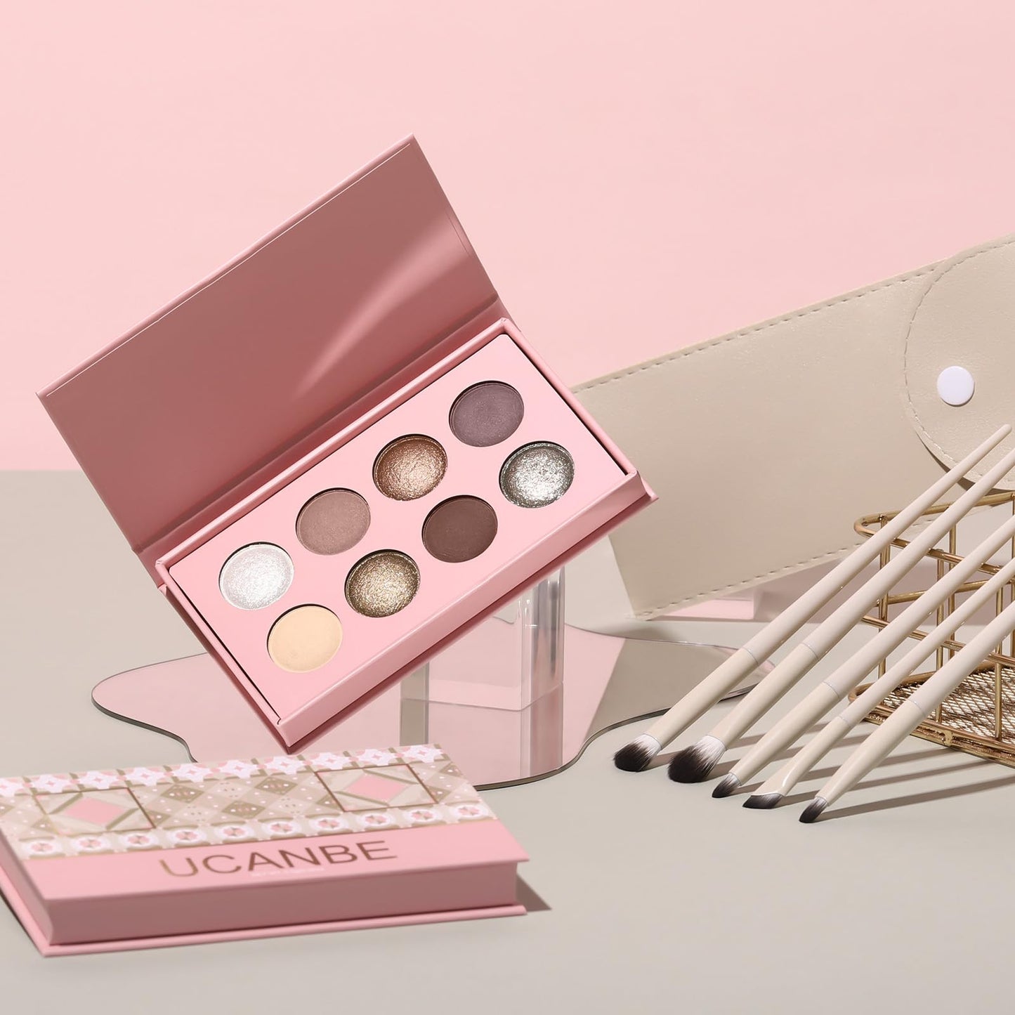 UCANBE Baked Eyeshadow Palette Set, Matte & Shimmer Metallic Eye shadow, High Pigment Makeup Palette, Soft Blendable & Long-Lasting,Velvety Texture (02 Matte & Shimmer)