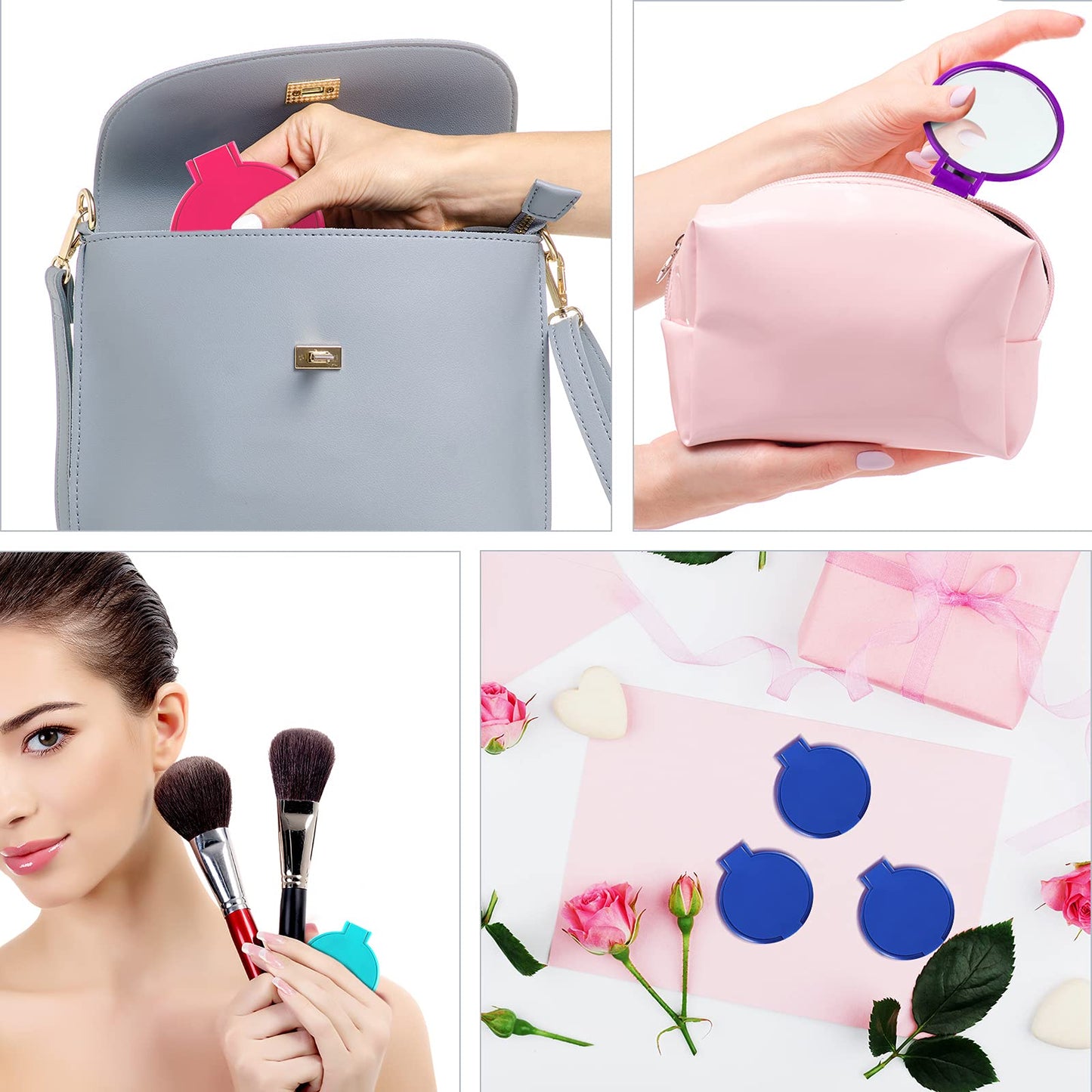 Yalikop 36 Pcs Compact Mirror Bulk Portable Round Makeup Mirror Mini Foldable for Purse Women Travel Daily Use Mother‘s Day Gifts (Pink,Purple,Green,Blue)
