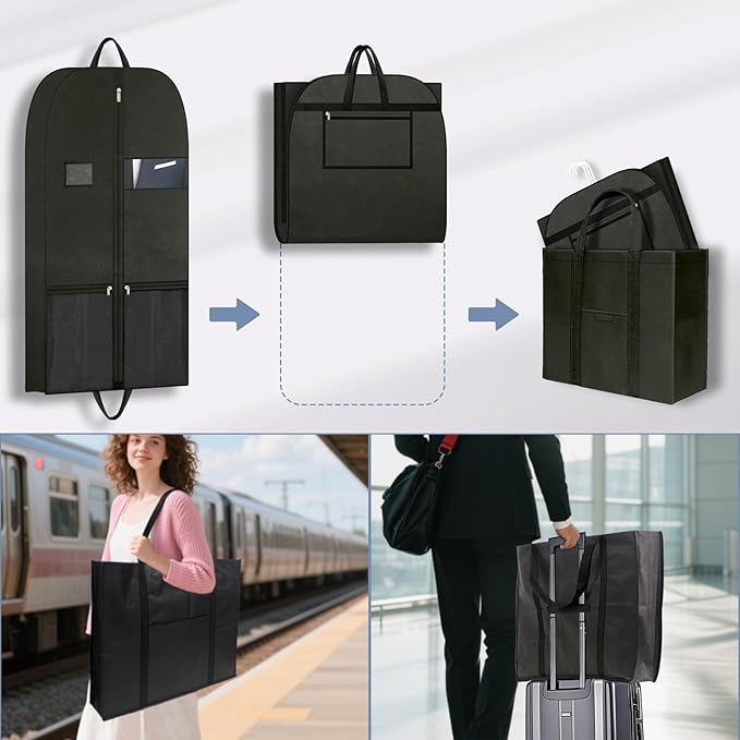 Large Heavy Duty Clothing Storage Bag with Hanging Hook, Breathable Zippered Garment Organizer for Travel, Dresses, Suits and Coats, Moving and Closet Protection