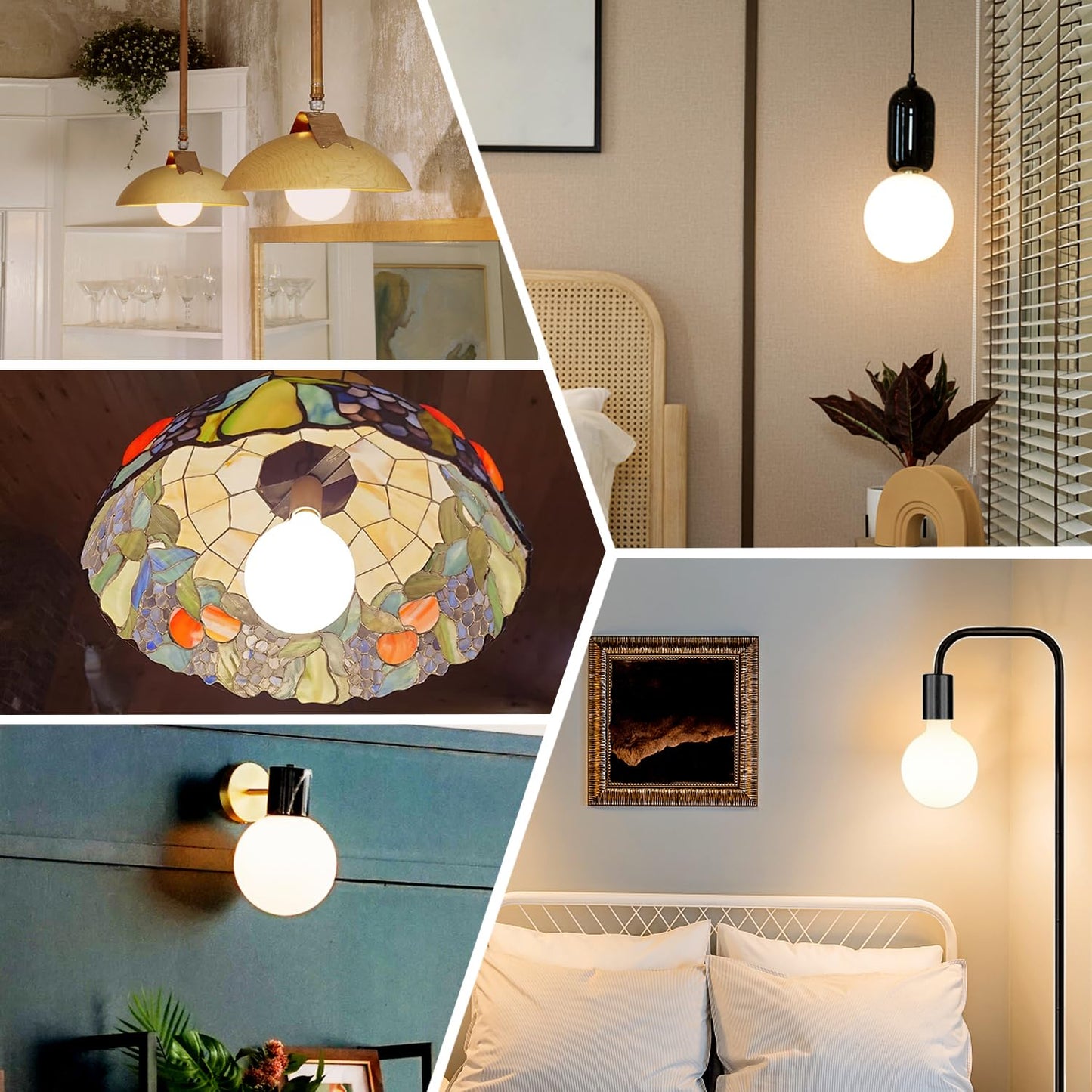 MEILUX 2 Pack G40 Globe LED Light Bulbs, 5.5W Dimmable 50 Watt Equivalent LED Edison Bulbs, Warm White 2700K, 600LM, E26 Base, Milky LED Filament Bulbs for Bathroom Bedroom Living Room