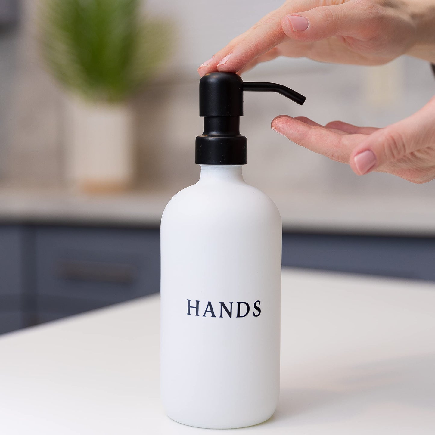 Glass Hand and Dish Soap Dispenser Set with Bamboo Tray – Kitchen Soap Dispenser Set, Black Pumps, 16 oz, Silicone Funnel – Modern Farmhouse Kitchen Sink Decor & Accessories