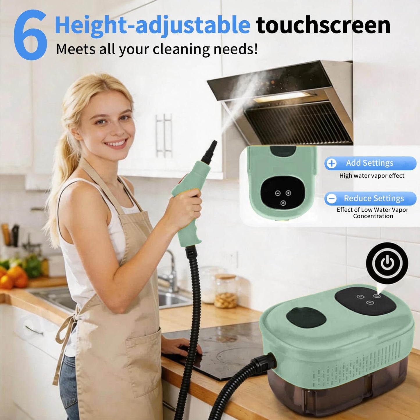 Steam Cleaner,15s Heat-Up,1.1L Tank,6-Level Adjustable Handle,2500W Steamer for Cleaning,Portable Steamer for Home with 13PCS Accessories, High-pressure steamer for Home,Car,Dirt,Grease,Grout,Couch