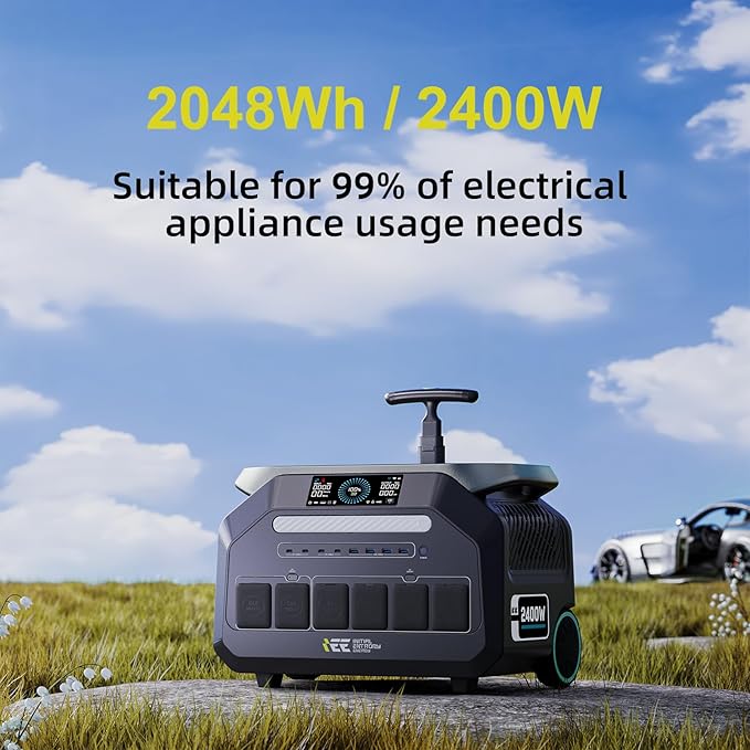 IEE 2400W/2048Wh Solar power station With 400W Solar Panel,P2400 Solar Generator(5000W Peak),1800W Super Fast Charging,APP Control Emergency Power Station for Home, Camping, Power Outages