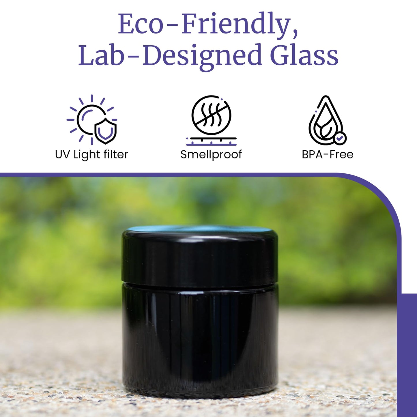 Infinity Jars Tall Black Glass Jar 100 ml (3.3 fl oz) Ultraviolet Airtight Smell Proof, Refillable Container, Screw top Jar for Long-term storage Coffee, Spices, Tea, Dried Goods for Kitchen