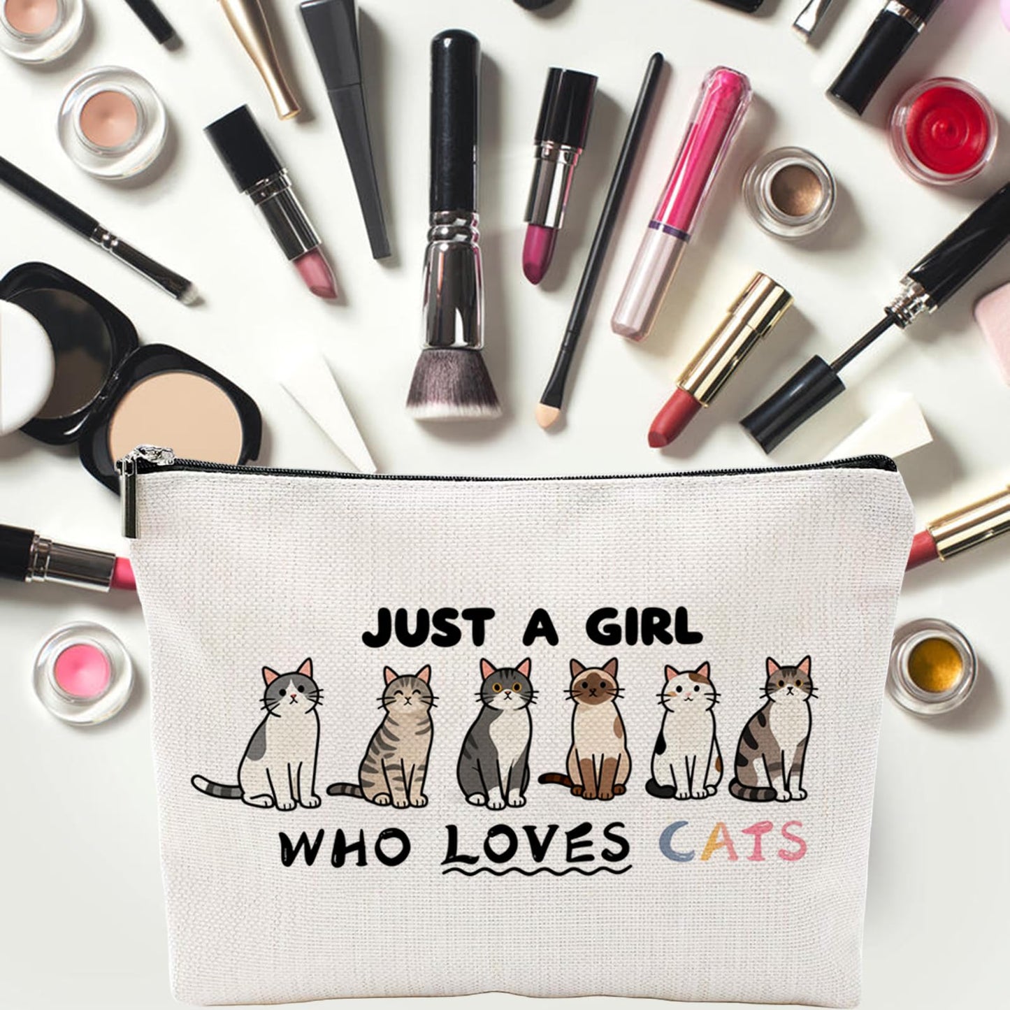Choinn Cat Gifts for Women Makeup Bag, Waterproof Cosmetic Pouch for Cat Lovers, Cats Themed Gift Travel Toiletry Organizer for Mom, Daughters, Friends (Cat Lovers)