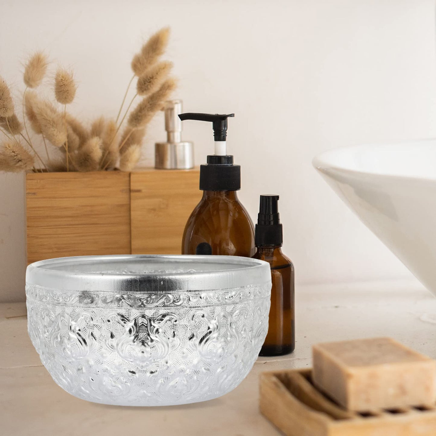 Beaupretty Thai Style Bowl Essential Oil Container Beauty Spa Bowl for Salon Hydrotherapy Massage and Home Use Aluminum with Smooth Surface 4.92 in 1 Piece