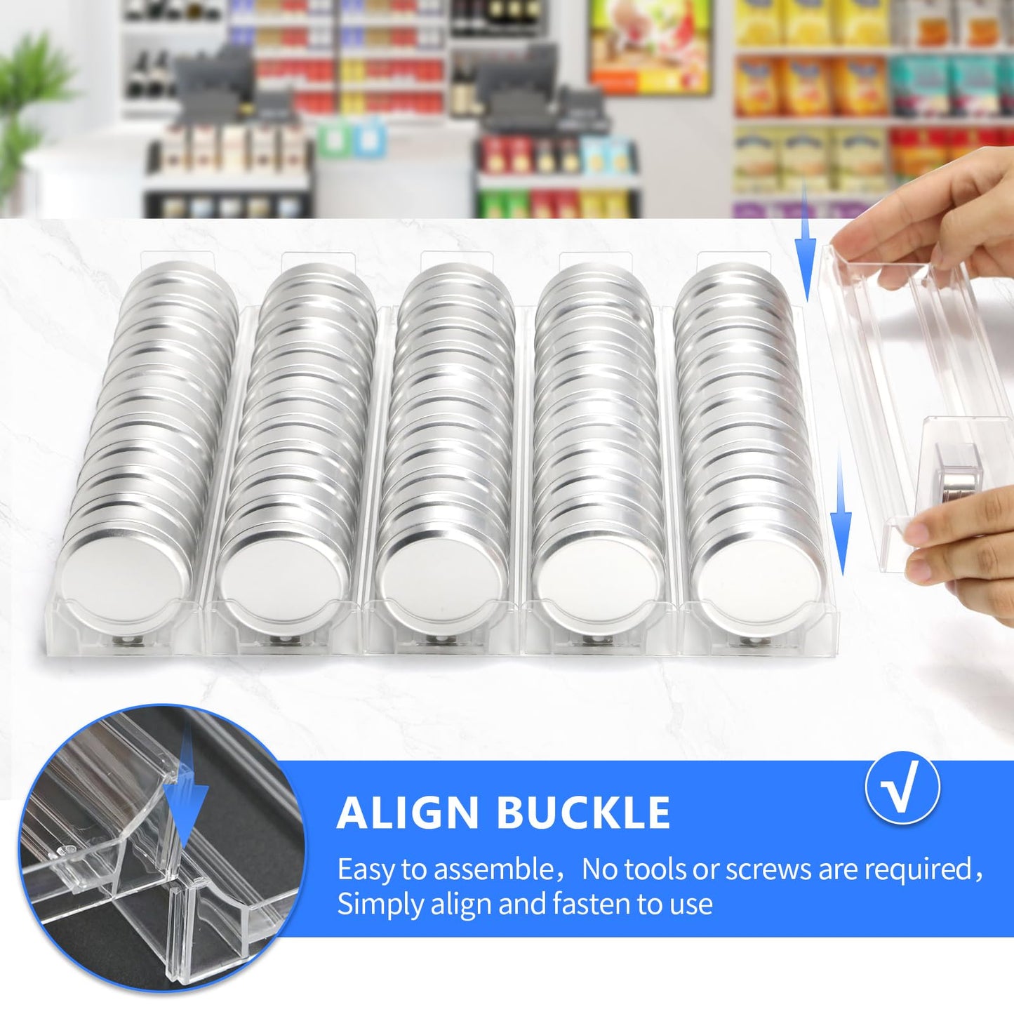 Snus Organizer for Stores,Snus Pusher ,Automatic Spring-Loaded Round-Jar Shelf Pusher,Circular Chewing Gum Display Holder(6 Pieces)