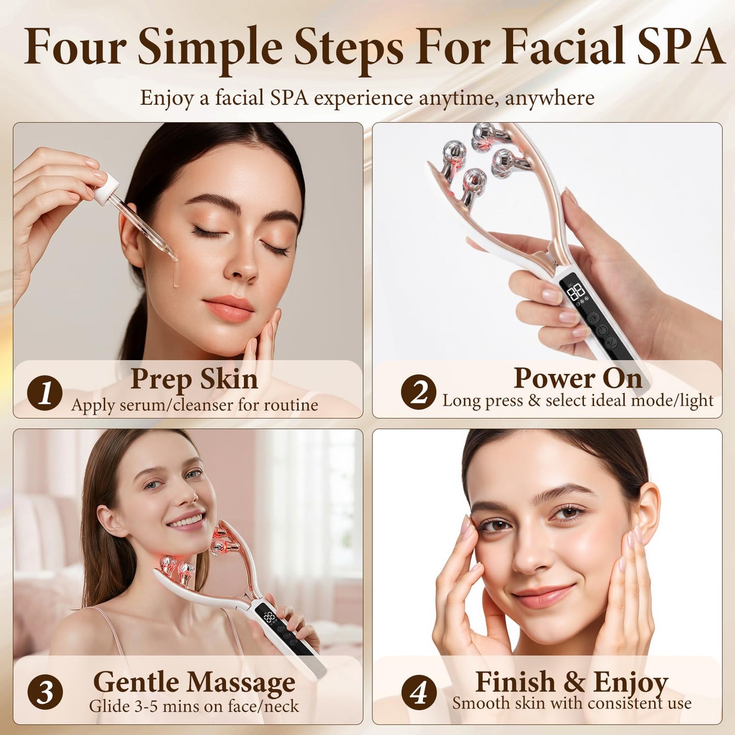PVACG Facial Massager,Face Roller Tmj & Jaw Massager for Lymphatic Drainage,Facial Sculpting Tool with Red Blue Light,Face Contour Massage Tool for Women