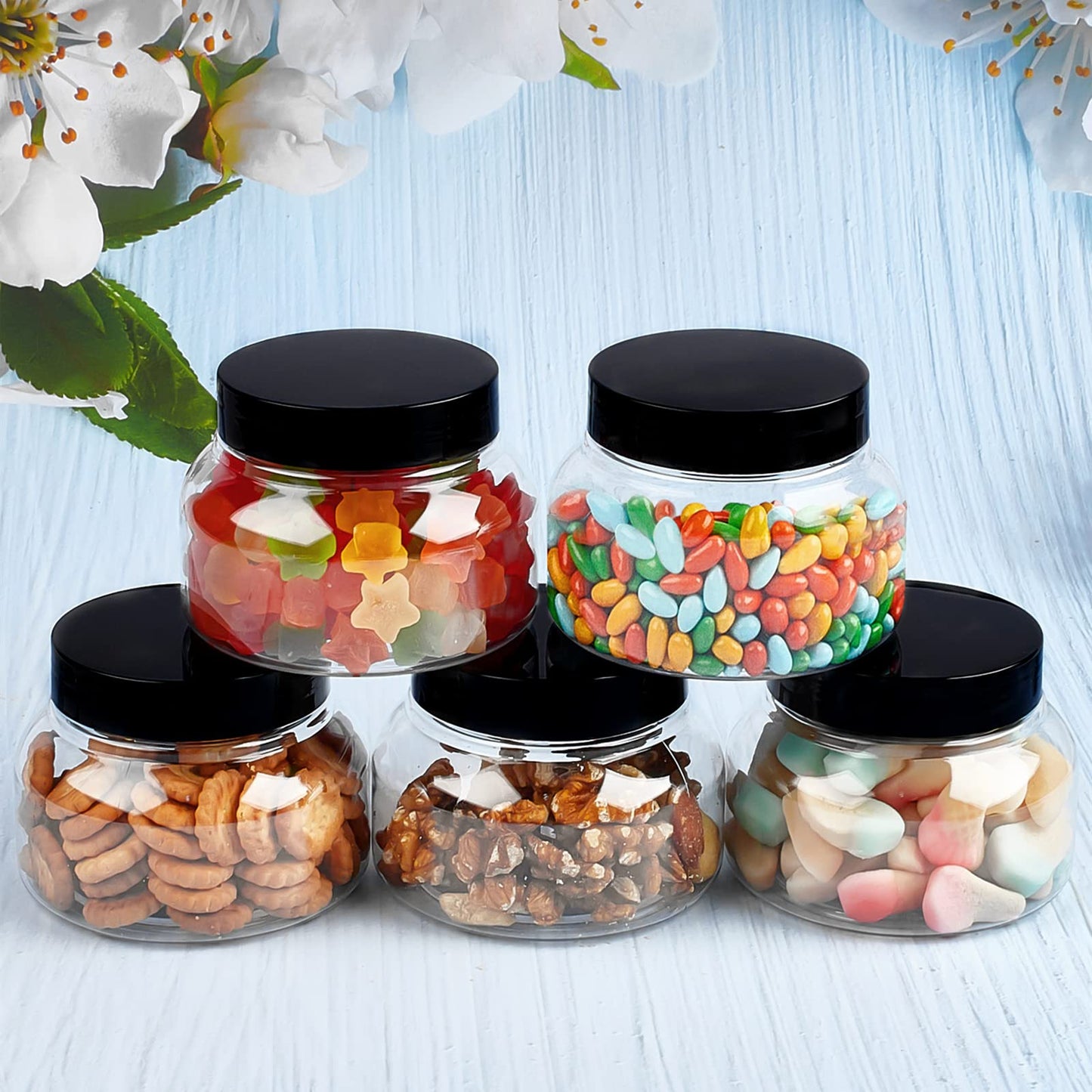 TUZAZO 8 Oz Premium Plastic Tuscany Jars with Lids BPA Free, 24 Pack Empty Sugar Scrub Containers, Round Clear Cosmetic Containers for Body Butter, Lotion, Cream, Gel, Beauty Product