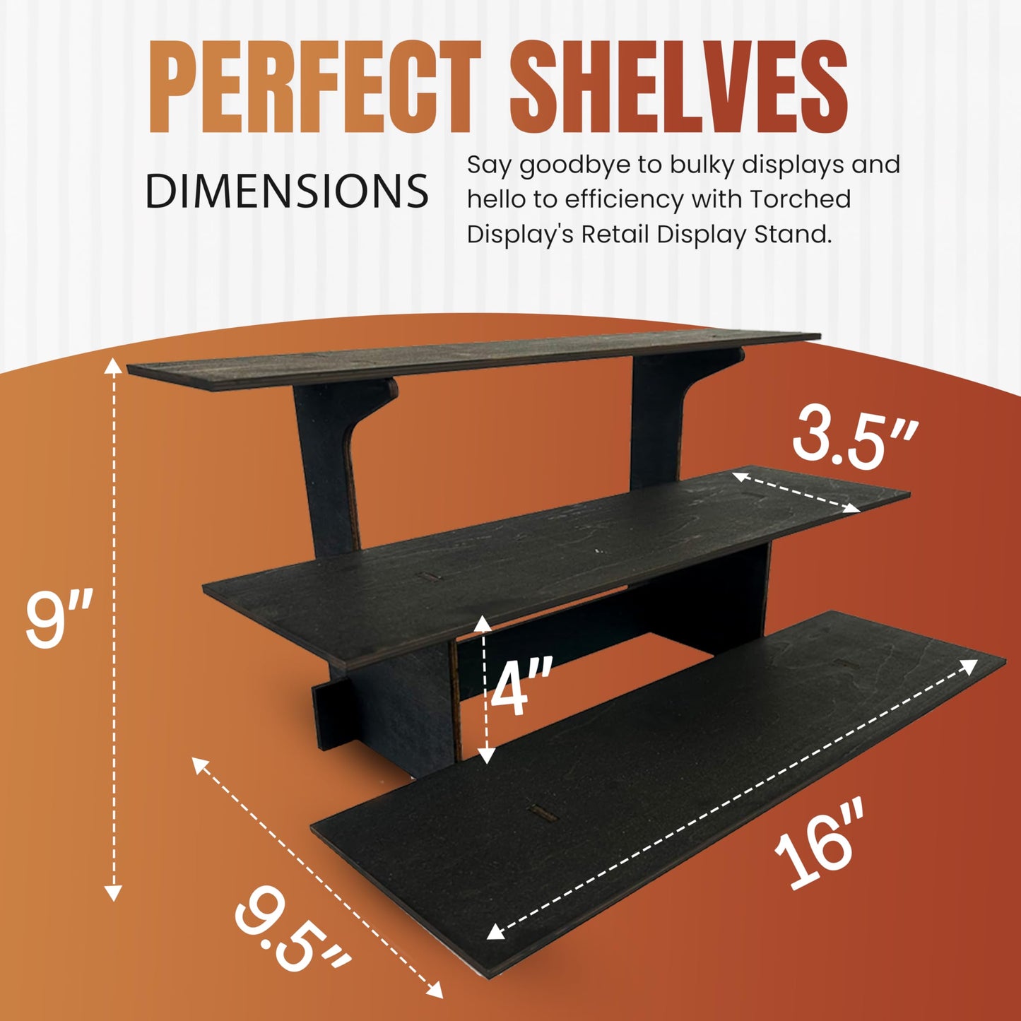 3-Tier Straight Retail Table Display Stand with Shelves for Products | 3 Step Straight Display Rack for Counter Top, Craft Shows, Farmers Market, Trade Shows, Pop ups, Soap Display, Candles (Ebony)