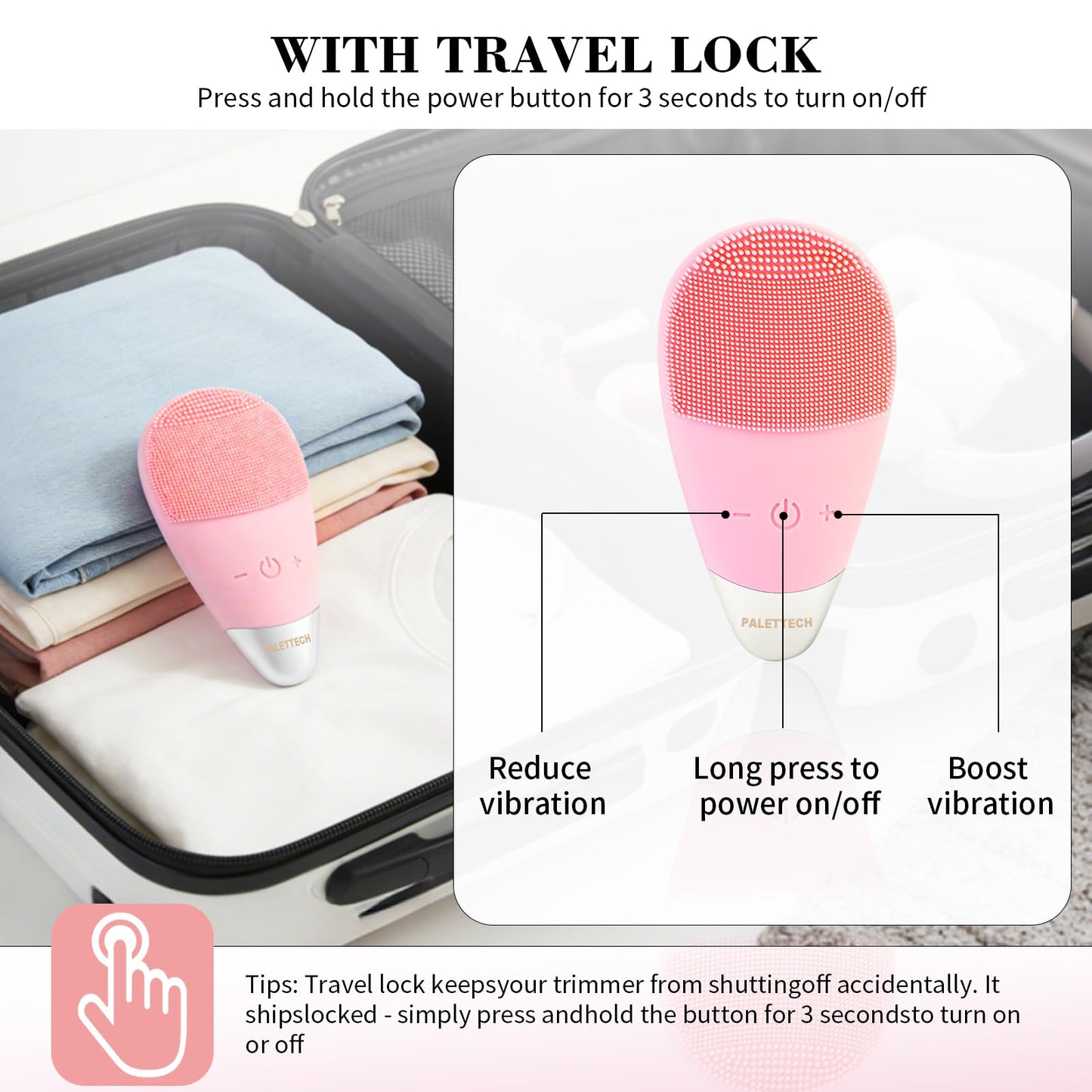 Facial Cleansing Brush, Rechargeable Silicone Face Scrubber with 5 Cleansing Modes, Portable Vibrating Exfoliator Scrubber for Deep Cleaning, Waterproof Face Brush for Women(Pink)