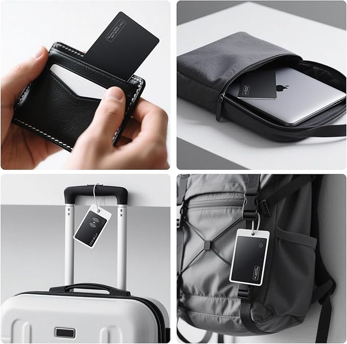 Wallet Tracker Card Airt-Tag Tracking 2 Pack - (iOS Only) Work with Apple Find My, Bluetooth Tracker, 0.07in Slim, IP68 Waterproof, Item Locator for Luggage, Passports, Purse, Gift for Men Women