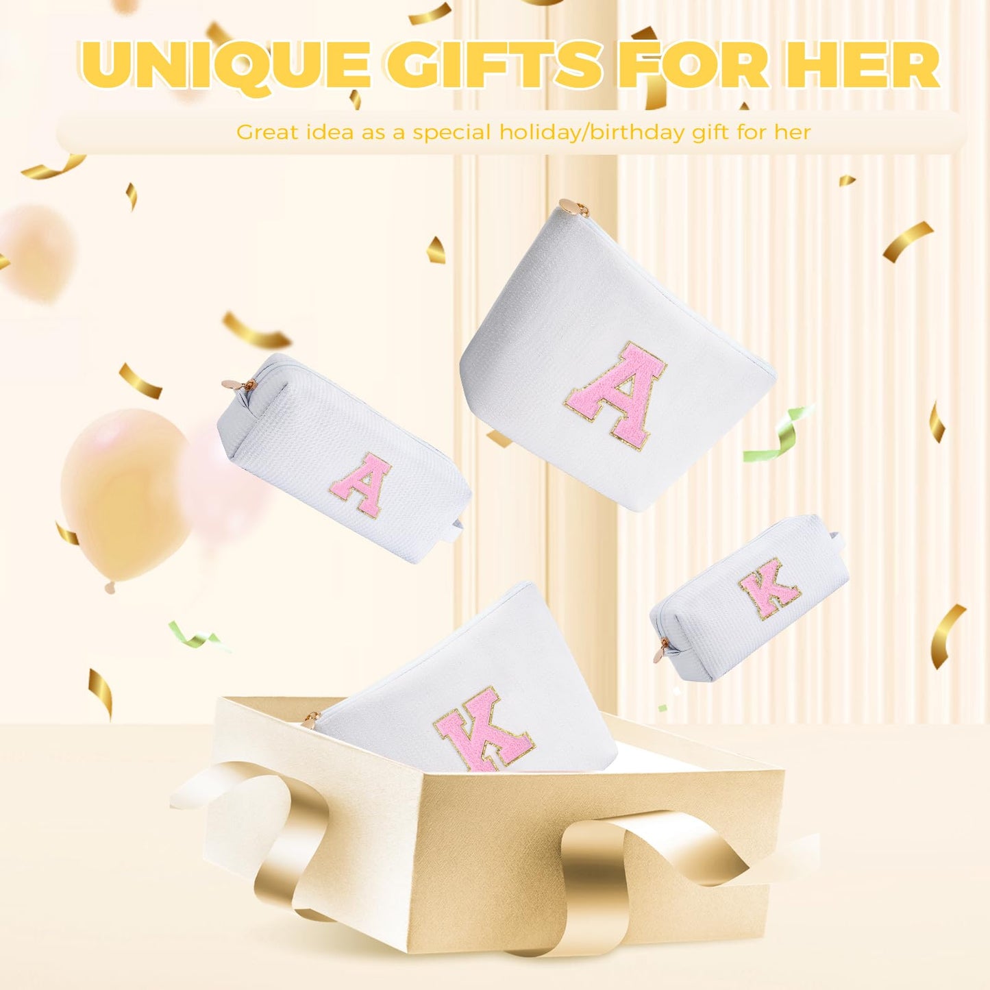 Btffitting Gifts for Teen Girls Women - Birthday Gifts for 10 11 12 13 14 15 16 17 18 Years Old Girl,Makeup Bag Cosmetic Bag,Teacher Gift Trendy Stuff Toiletry Bag - White,C