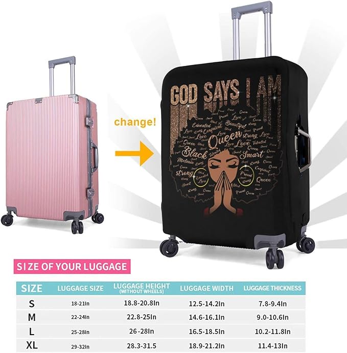 Travel Suitcase Protector African American Woman Elastic Protective Washable Luggage Cover With Concealed Zipper Suitable For 18-32 Inch (M (for 22--24 inch luggage))
