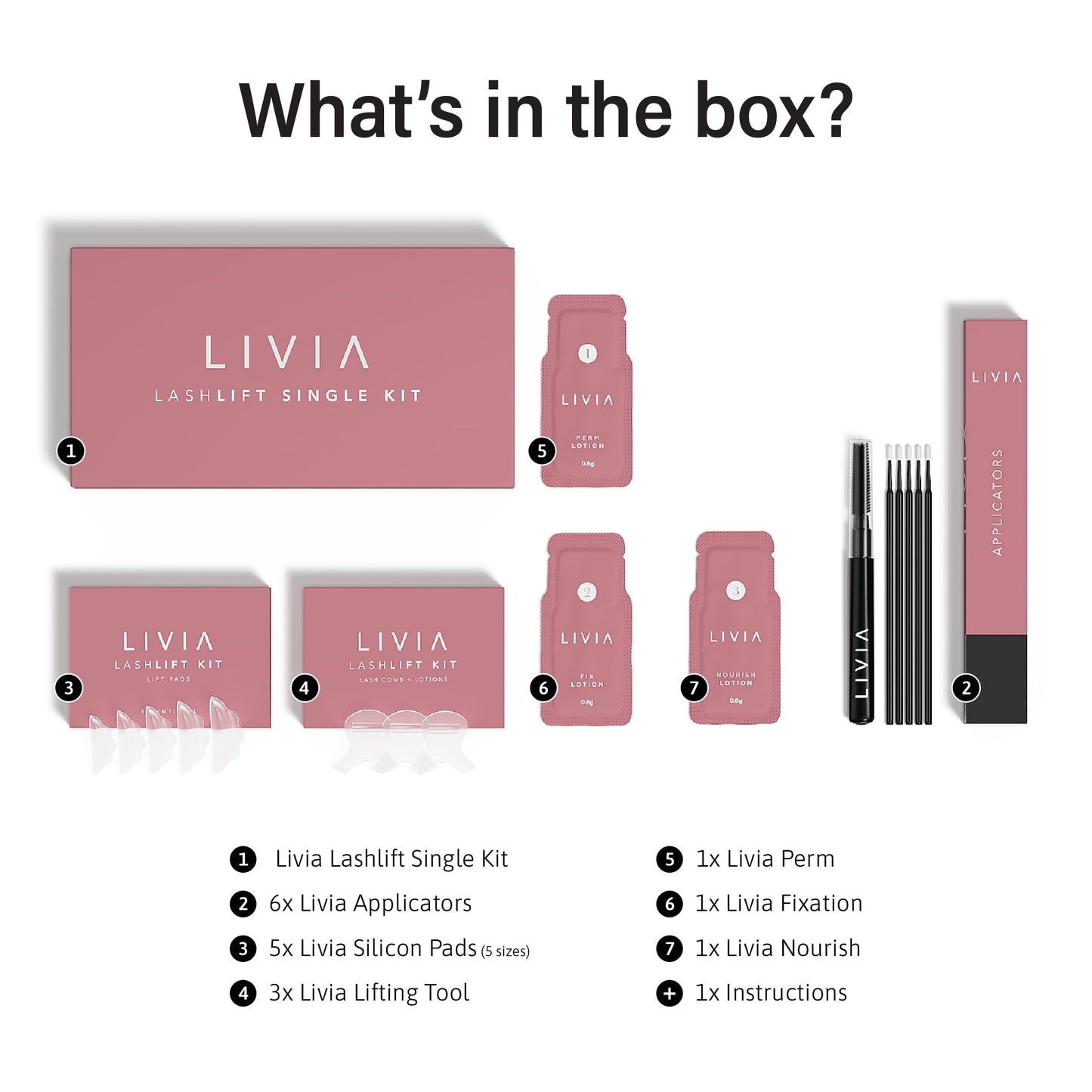 LIVIA Lash Lift Kit - Korean Professional Formula - Salon Quality Curls at Home - 8 Week Lasting - Promotes Growth - Complete DIY Perm Kit