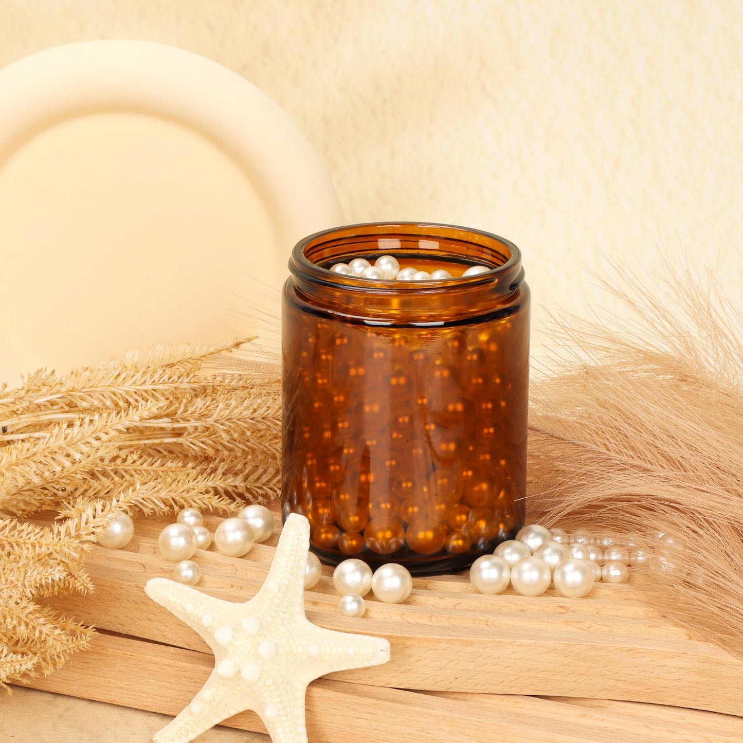 Keketin 8 oz Amber Glass Jars,16 Pack Empty Cosmetic Containers with Inner Liners and Black Lids,Refillable Round Cream Jars for Lotion,Ointments,Bath Salts,Makeup,Slime and Travel