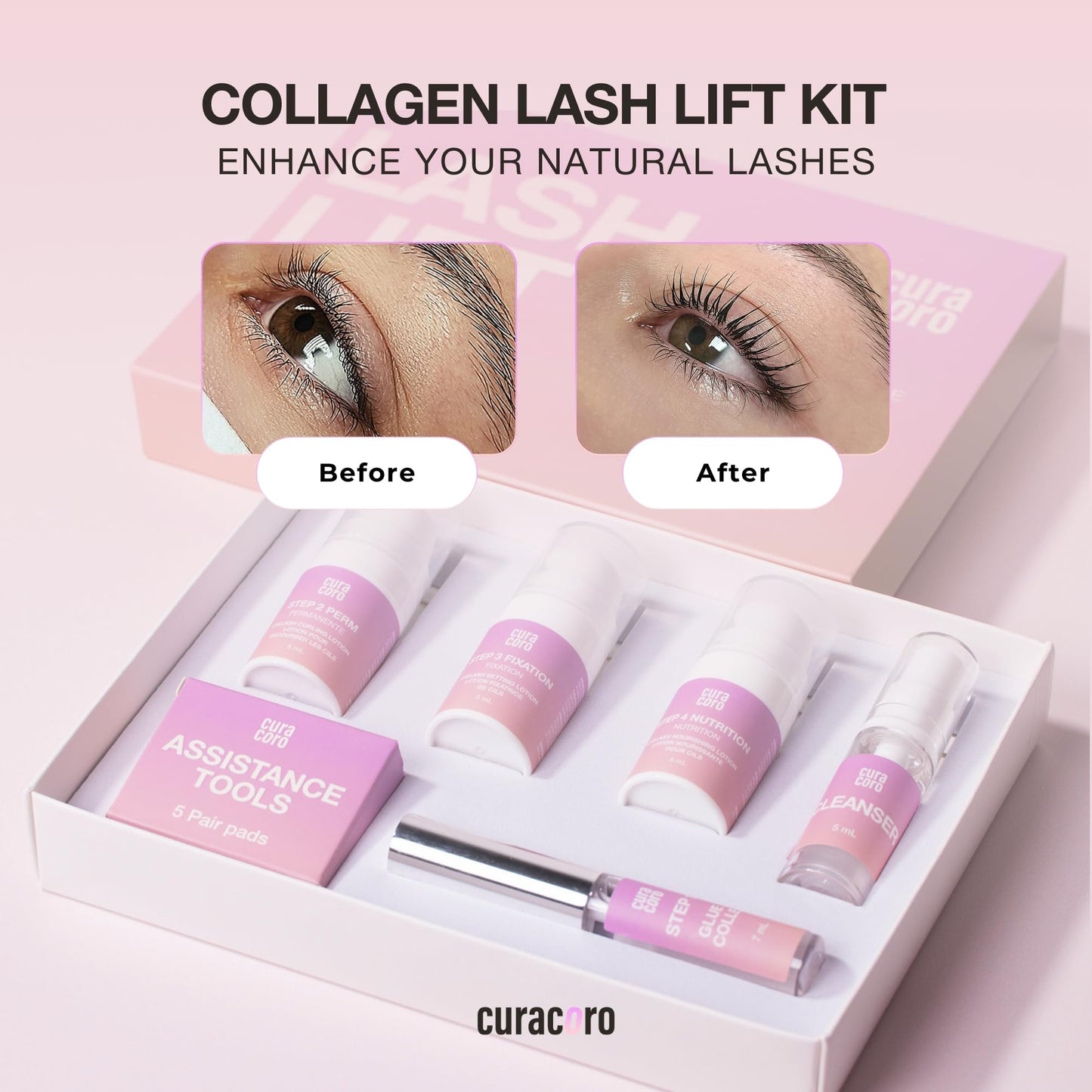 Curacoro Lash Lift Perm Lotion - Professional Eyelash Perm Kit, Semi-Permanent Lash Curling, Nourishing Collagen, Hygiene Safe & Easy to Clean, Professional Use (Step 2)