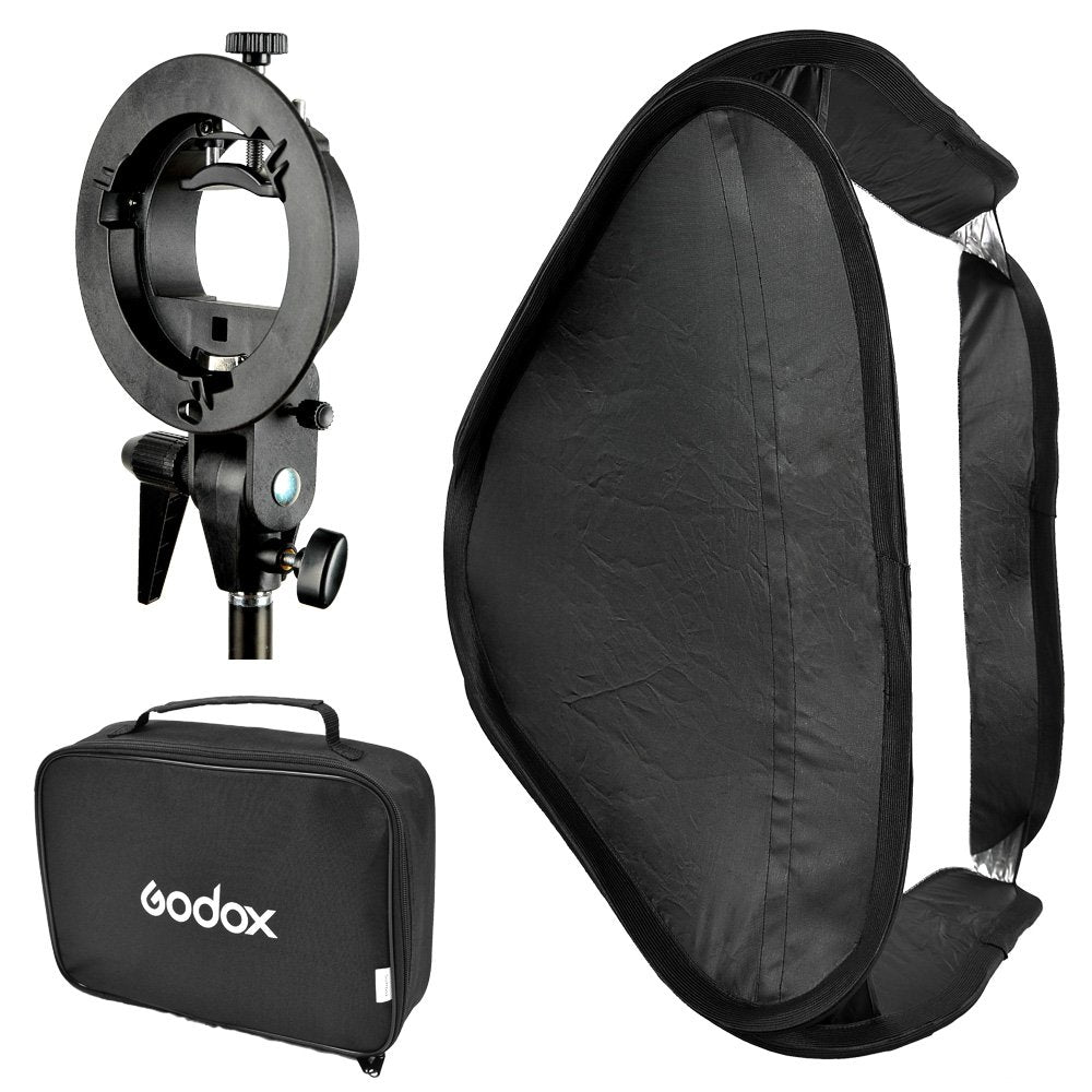Godox 15.8" x 15.8" Softbox with S-Type Bowens Mount Bracket Flash Holder Kit for Camera Flash Speedlight Studio Photography Lighting (40cm x 40cm)