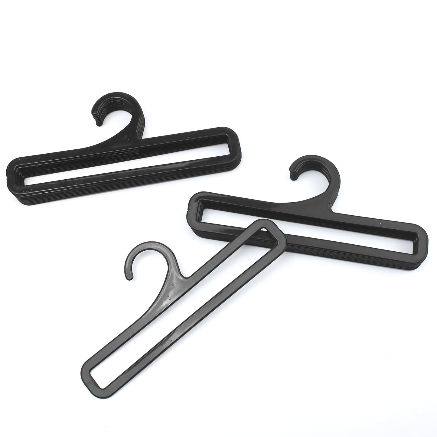 50 Packs Tea Towel Hanger Display, 7.7" Long Black Multifunctional Plastic Hangers Storage Racks Suitable for Hanging Legging Storing Scarf Clothes Sock Retail Wardrobe Ties Shawls Rings Belts Scarves