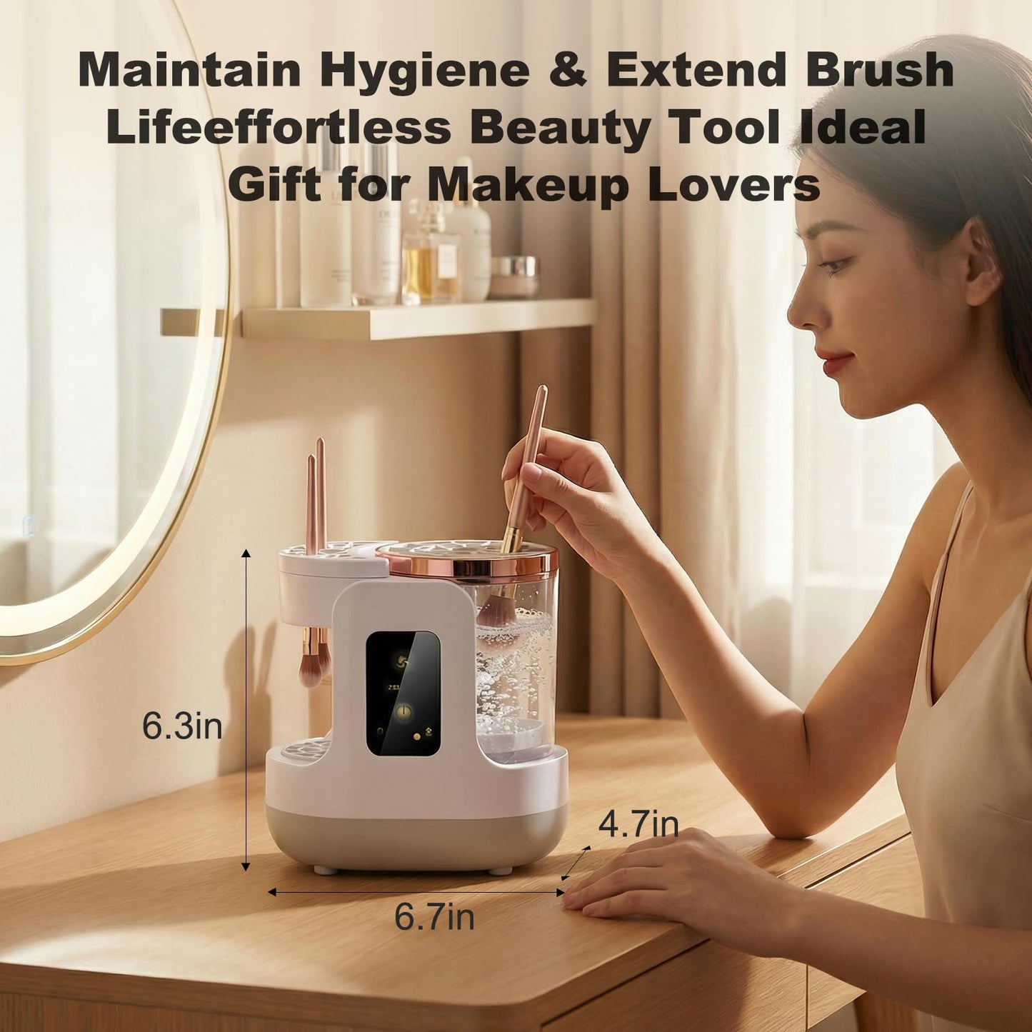 2026 Upgraded 3-in-1 Electric Makeup Brush Cleaner & Dryer, Automatic Deep Cleaning Brush Washer Machine for All Sizes, USB-Powered Portable Cosmetic Brush Cleaner for Foundation, Blush & Sponges