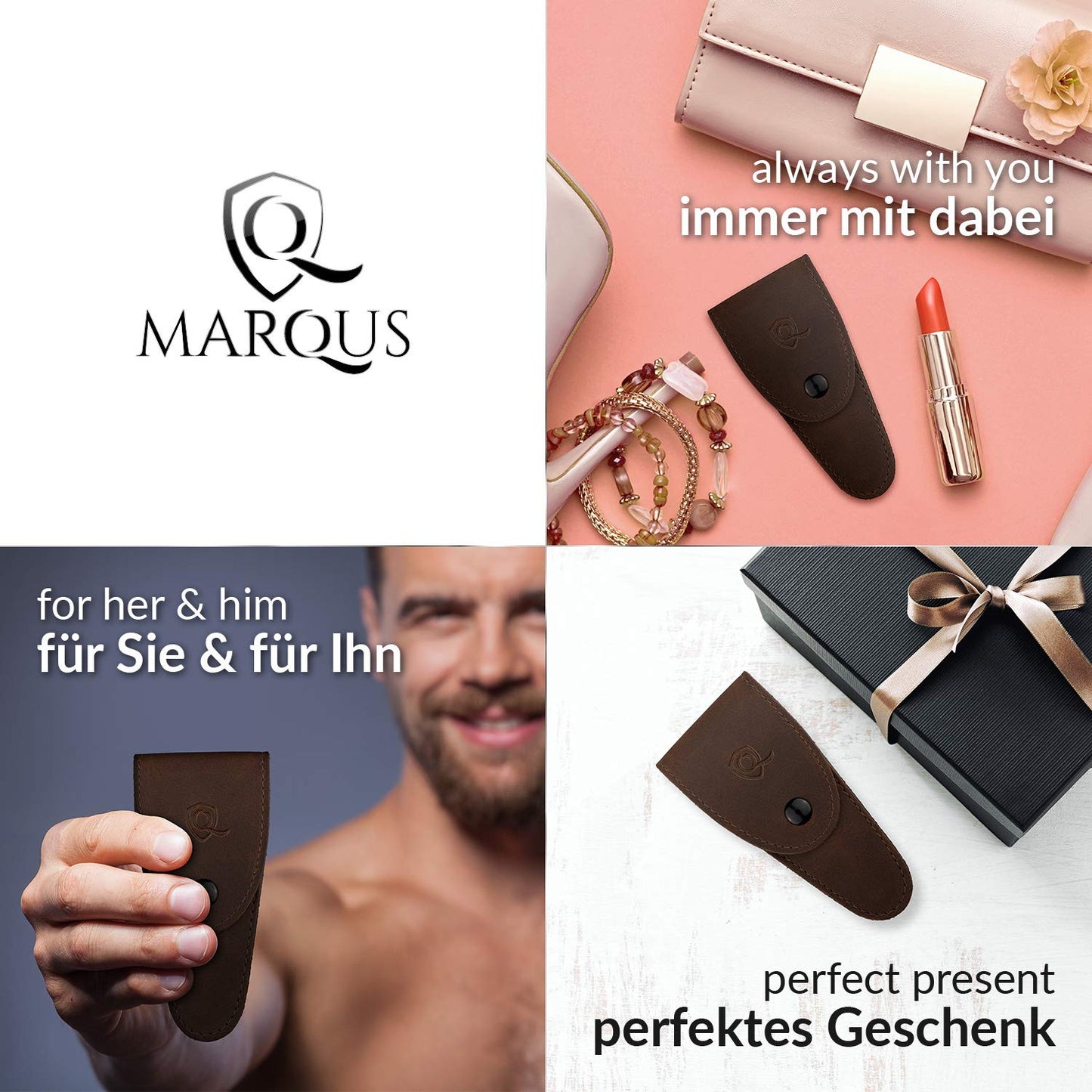 marQus Solingen Scissors - Cuticle Scissors Germany - Curved Blade, Nail Scissors Germany - Pedicure Beauty Grooming Kit for Nail, Eyebrow, Eyelash, Dry Skin - Nail sicssors, Brown Tower Point