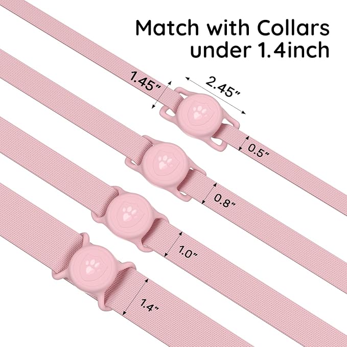 for AirTag Dog Collar Holder, Dog Air Tag Holder, IP68-Waterproof | Lightweight Silicone | Anti-Lost | Ultra-Durable | Compatible with Apple AirTags (Pink)