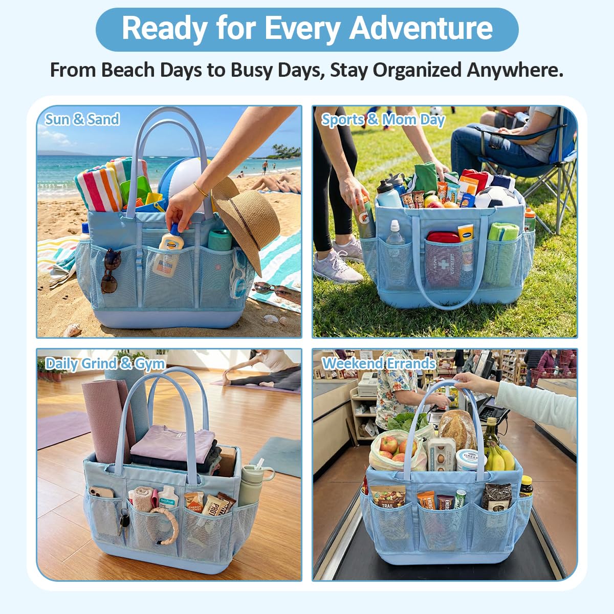 Nyton Organizer Bag Compatible with Original Large Bogg Bag Cover Divider Insert Beach Bag Liner for XL Bogg Bag Storage Separator Compartment with Mesh Pocket Sport Mom