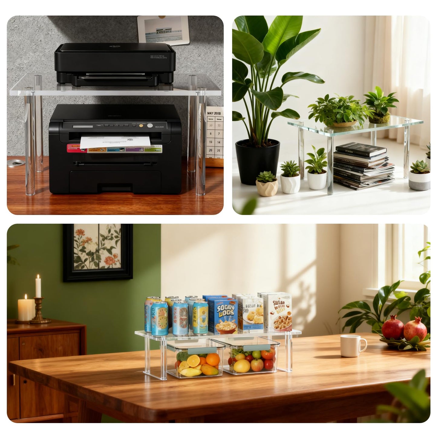 DHSUN Extra Large 7mm Thick Acrylic Riser Plant Stand,Acrylic Shelf Riser for Plant Organizer,Cupboard Organizers,Perfume Organizer(1 Pcs,15.4×11.8×8in)