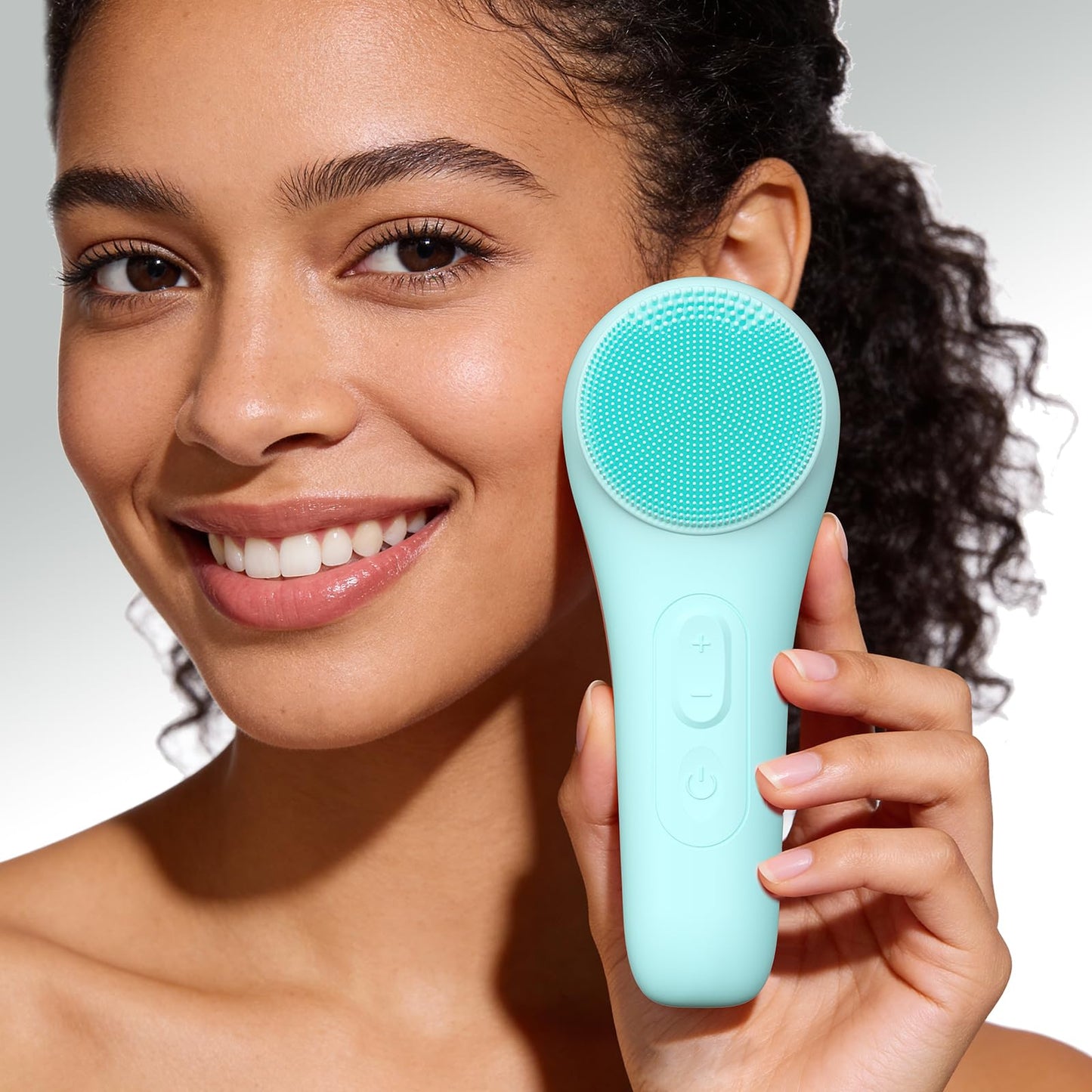 AuraBea Rechargeable Silicone Facial Cleansing Brush for Women & Men - 5 Modes Waterproof Face Scrubber with Heat Massage, Deep Cleansing & Exfoliating Electric Face Brush (Green)