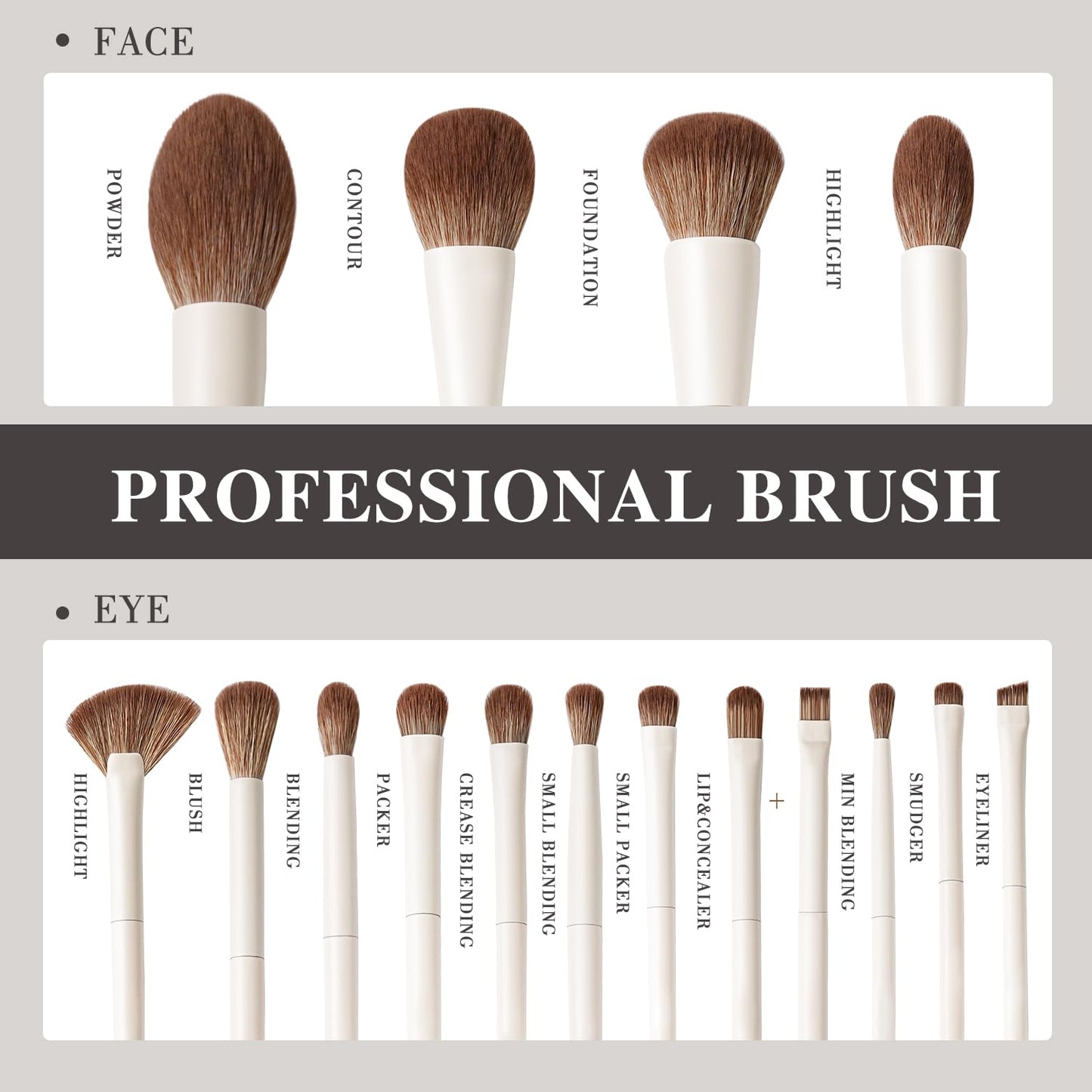 BEILI 15-Piece Makeup Brush Set, Premium Synthetic Bristles, Foundation Powder Contour Blush Concealer Eye & Blending Brushes, Elegant Full Face Collection