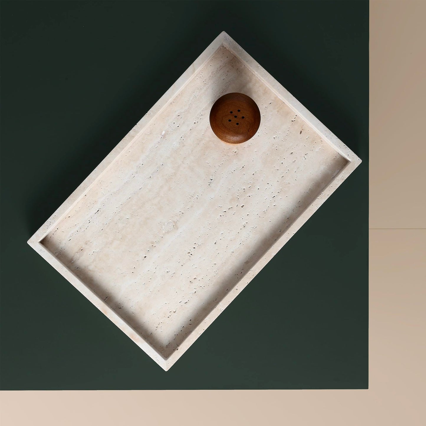 Natural Travertine Rectangular Decorative Tray 15"x10" – Stone Serving Tray